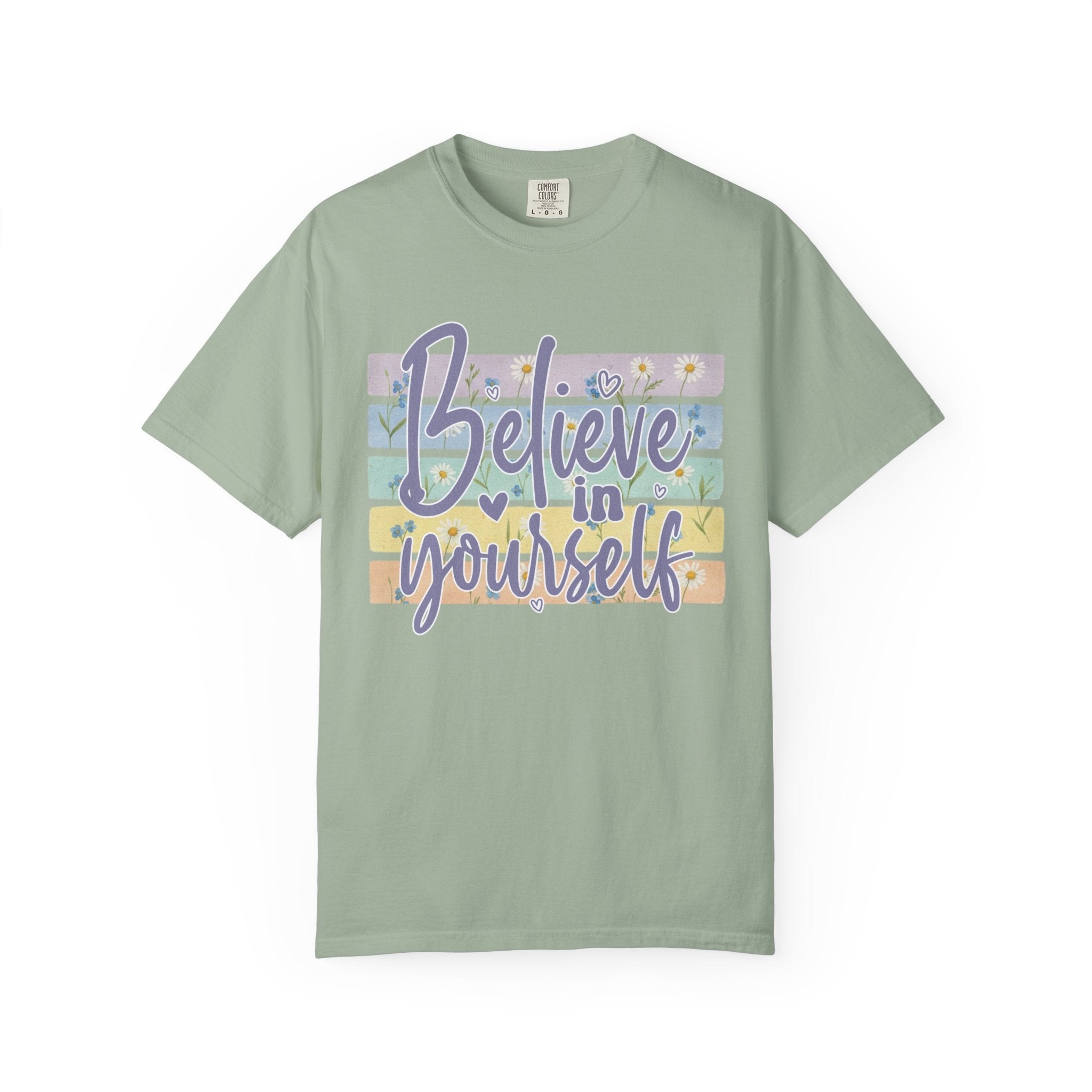 Textured Believe In Yourself T-Shirt — Inspirational Pastel Graphic Tee