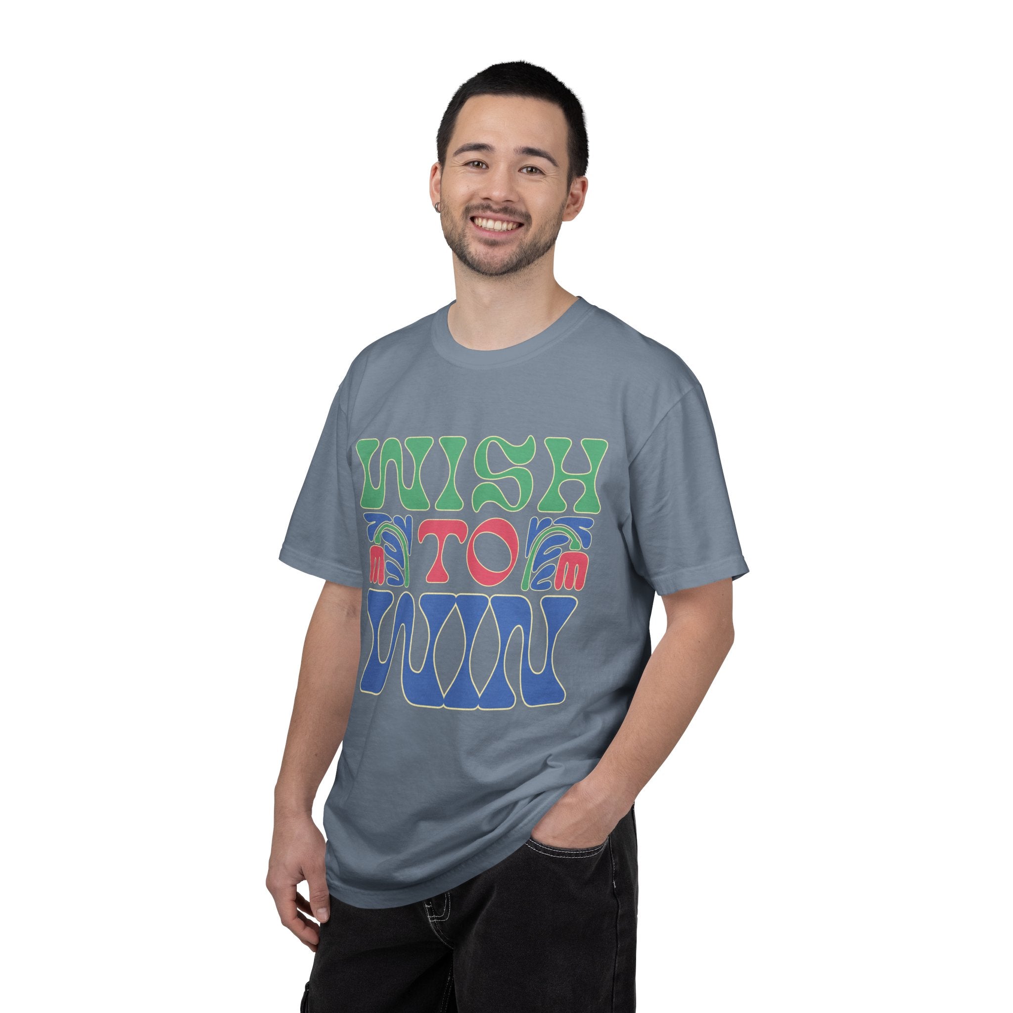 Wish to Win T-shirt |Textured Retro Psychedelic Lettering