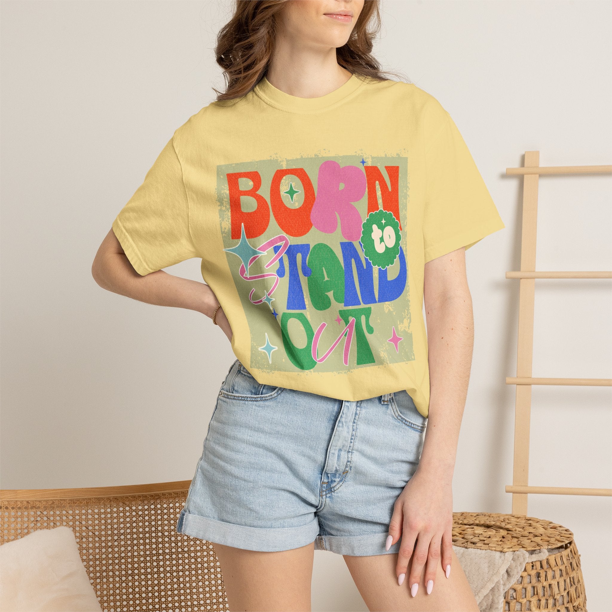 Born to Stand Out Graphic Textured T-Shirt