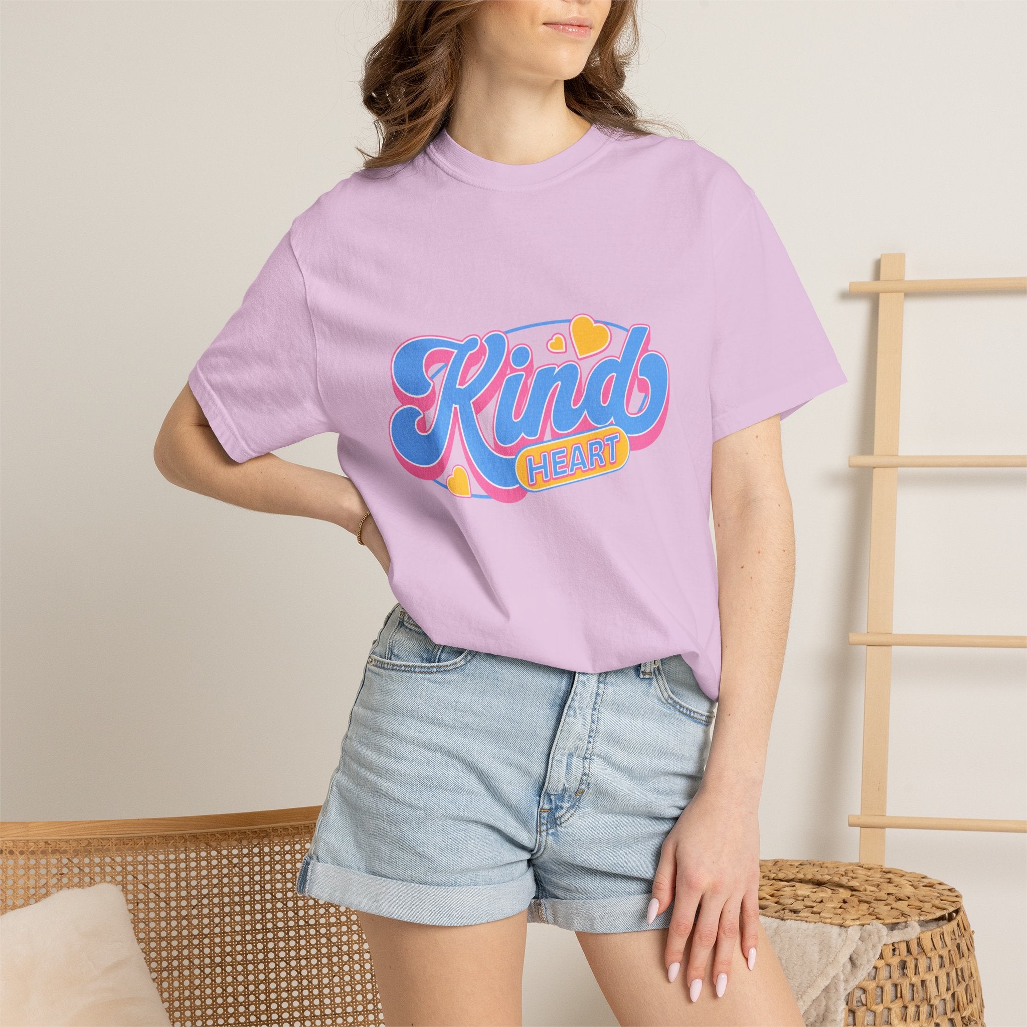 Textured Kind Heart T-Shirt — Retro Script Hearts Tee