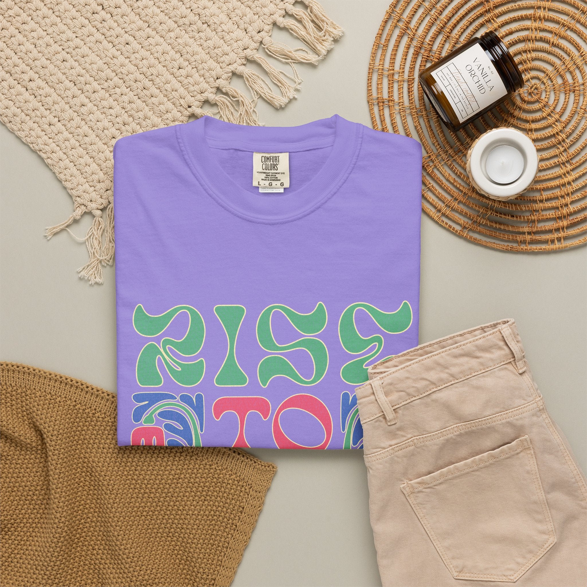 Groovy Textured T-Shirt — Rise to Shine Retro Graphic Tee
