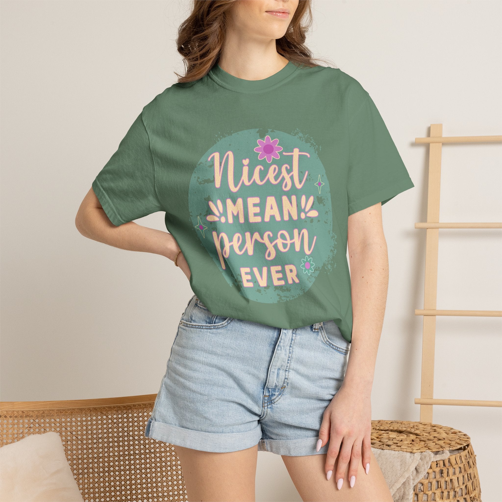 Textured Nicest Mean Person Ever T-Shirt