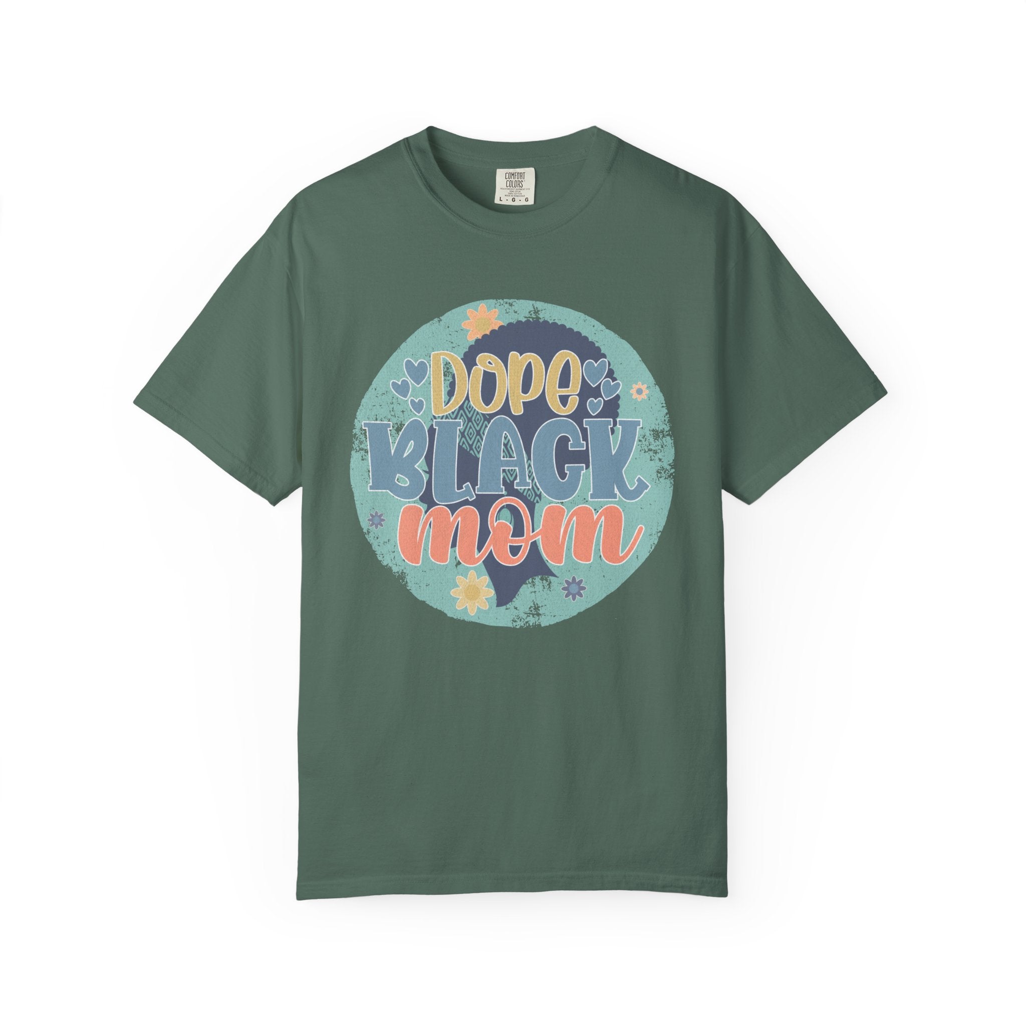 Dope Black Mom Textured T-Shirt — Retro Floral Graphic Tee for Proud Moms