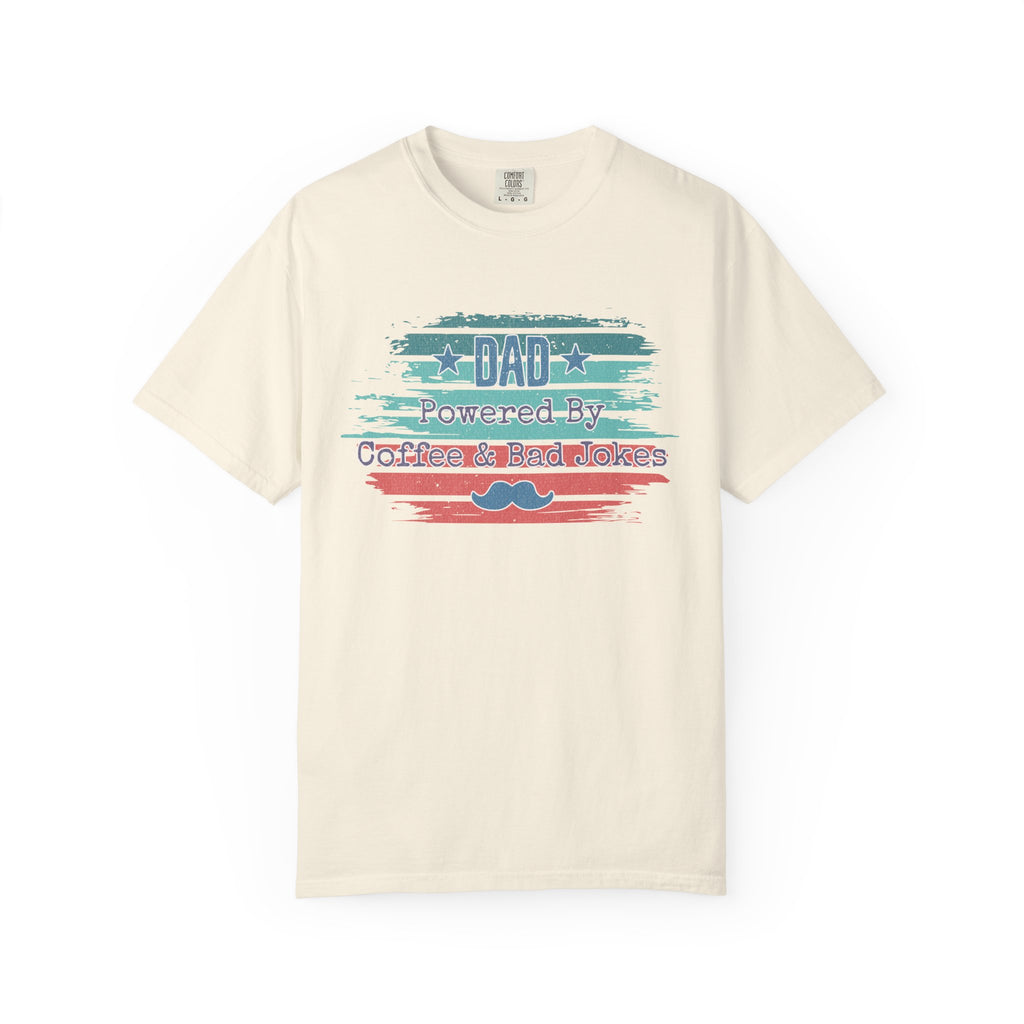 Dad "Powered by Coffee & Bad Jokers" Textured T-Shirt