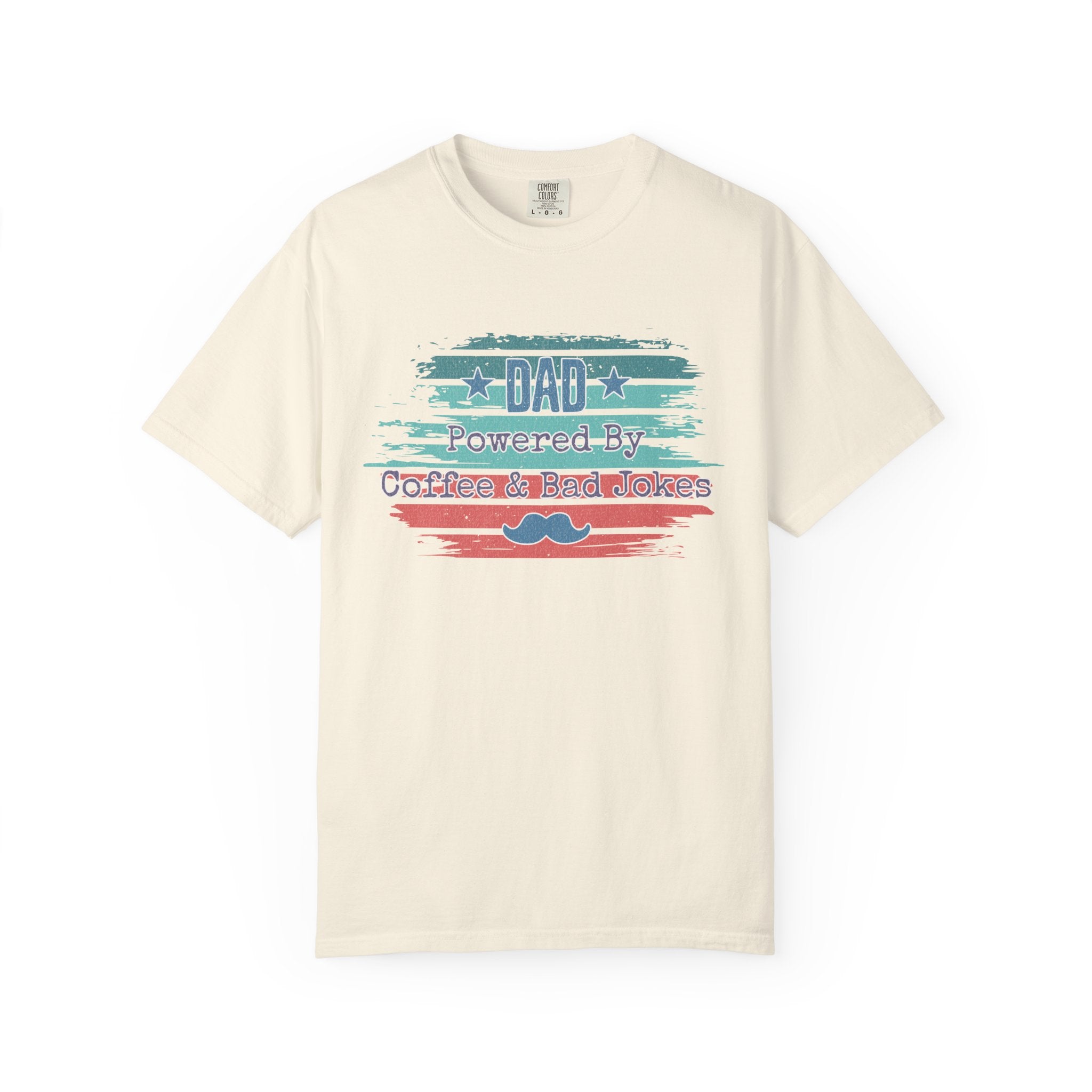 Dad "Powered by Coffee & Bad Jokers" Textured T-Shirt