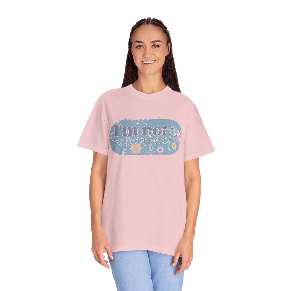 I'm Not Perfect Textured T-Shirt — Retro Floral Lazy Day Tee