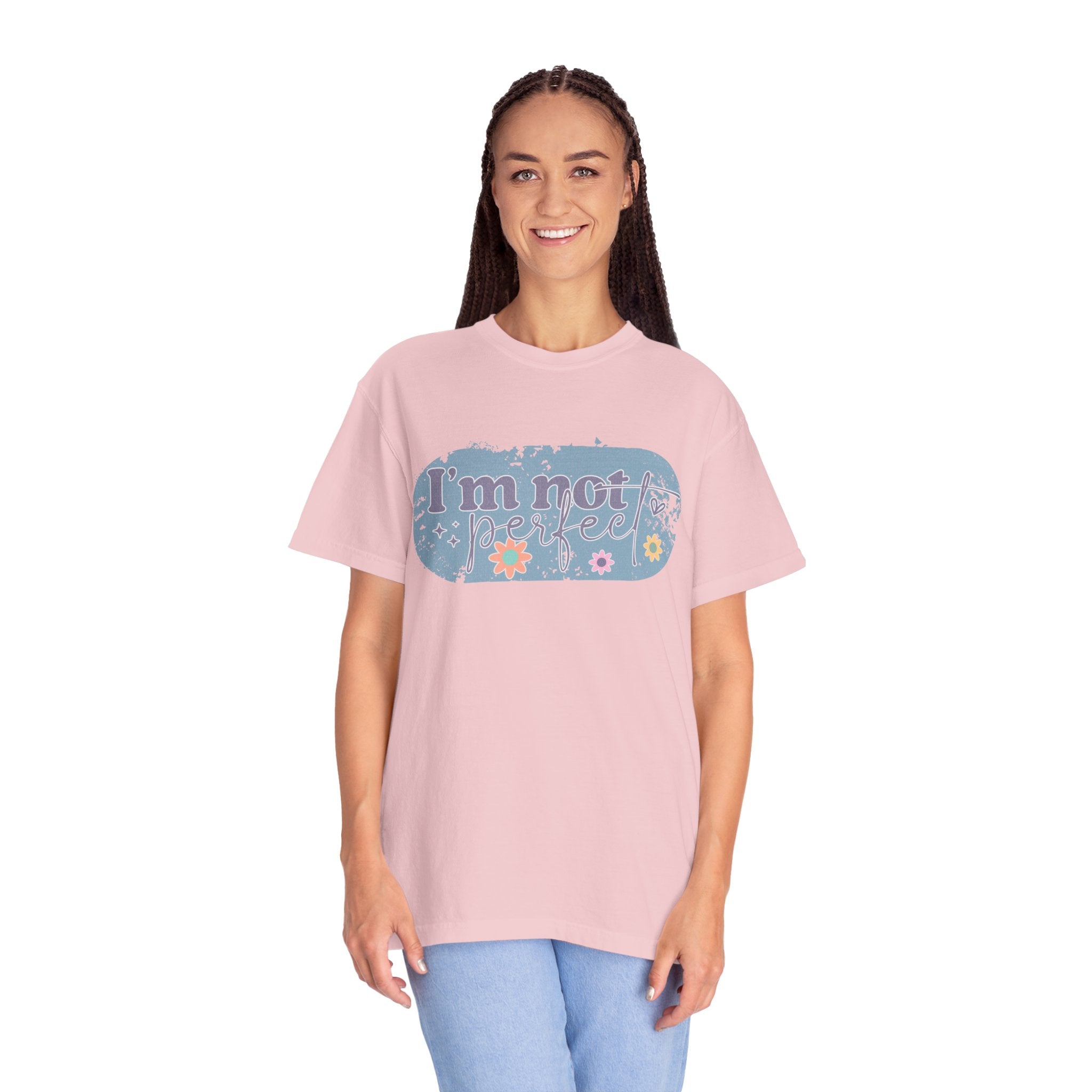 I'm Not Perfect Textured T-Shirt — Retro Floral Lazy Day Tee