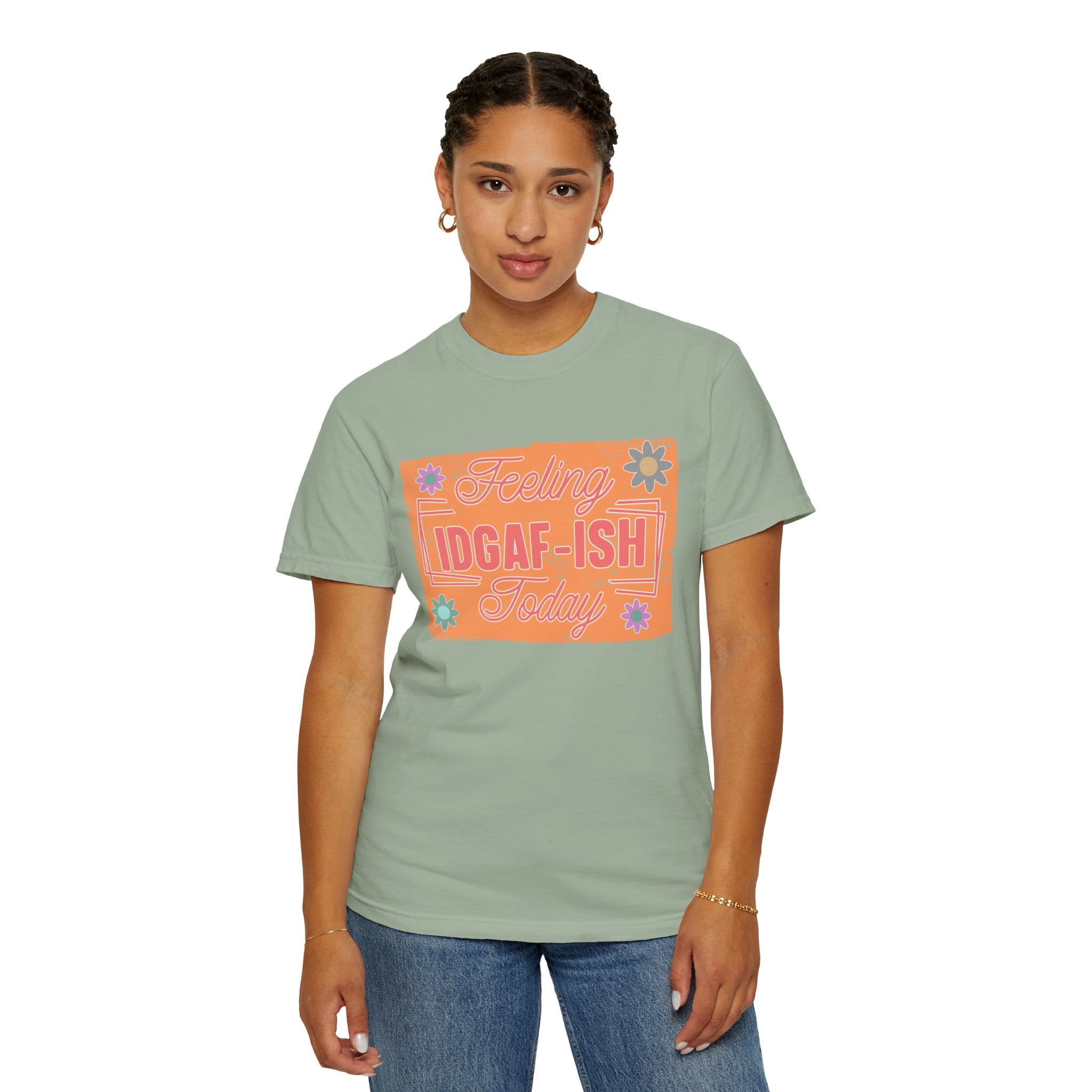 Textured IDGAF-ish Feeling T-Shirt — Retro Floral Graphic Tee