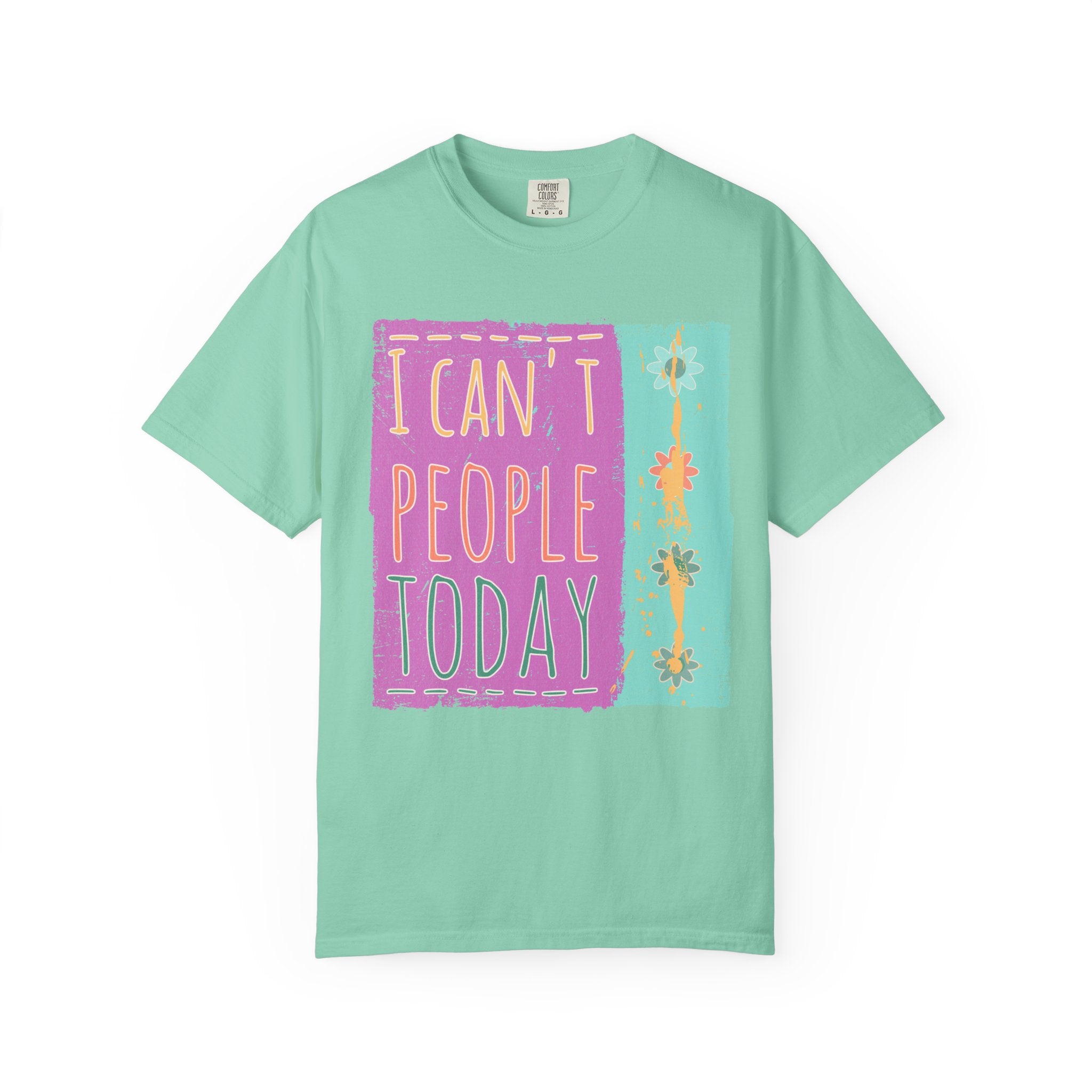 Textured I Can't People Today T-Shirt — Funny Introvert Graphic Tee