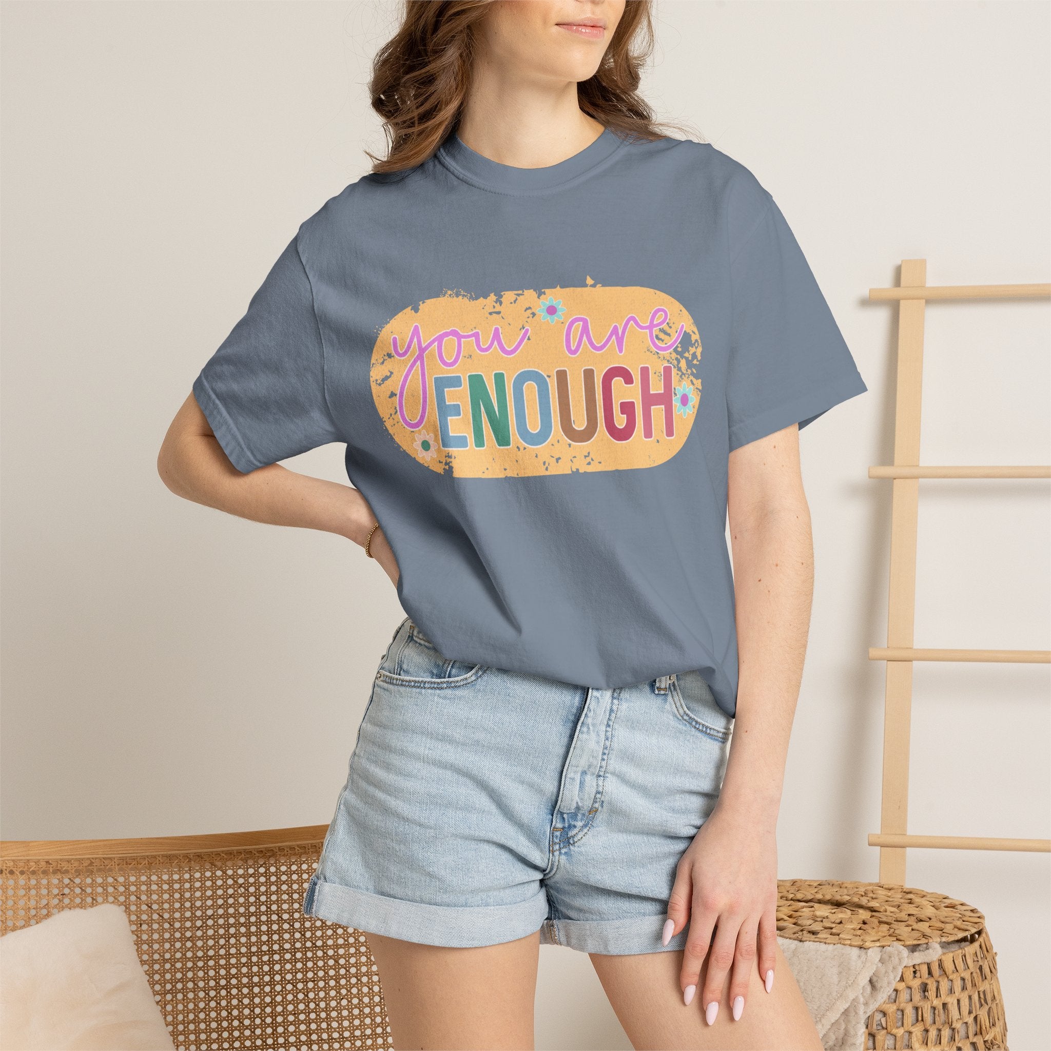 You Are Enough Textured T-Shirt — Positive Message Graphic Tee