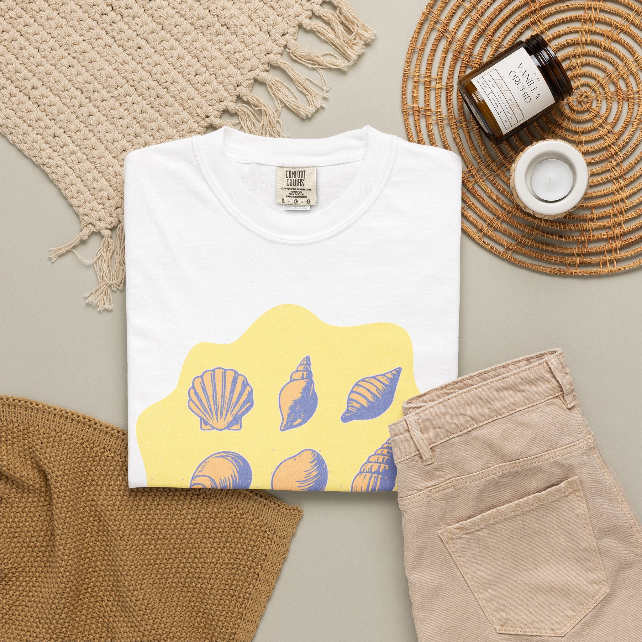 Vintage Seashells And Sunshine Textured T-Shirt