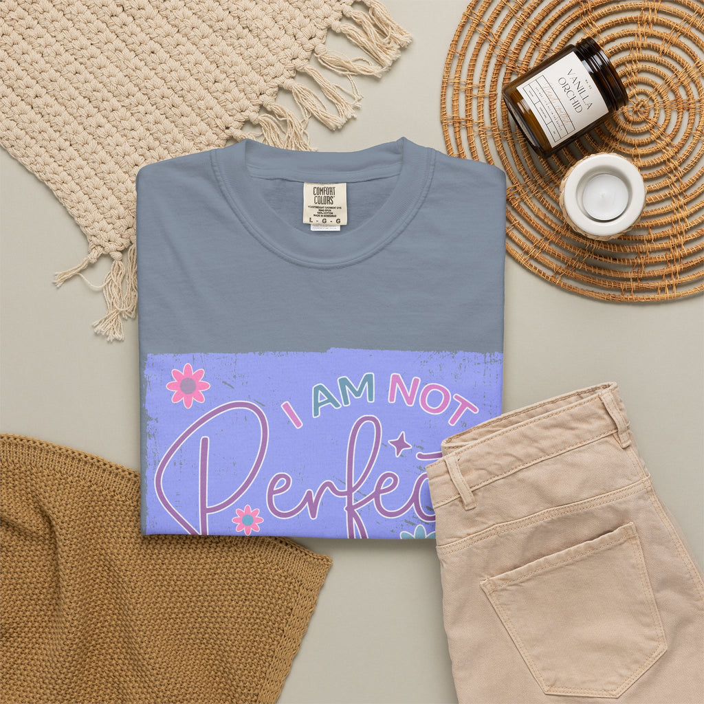 I Am Not Perfect Floral Textured T-Shirt