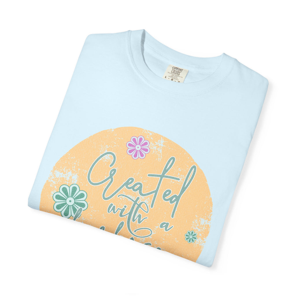 Created with a Purpose T-shirt |Textured Floral Handlettering Circle Design