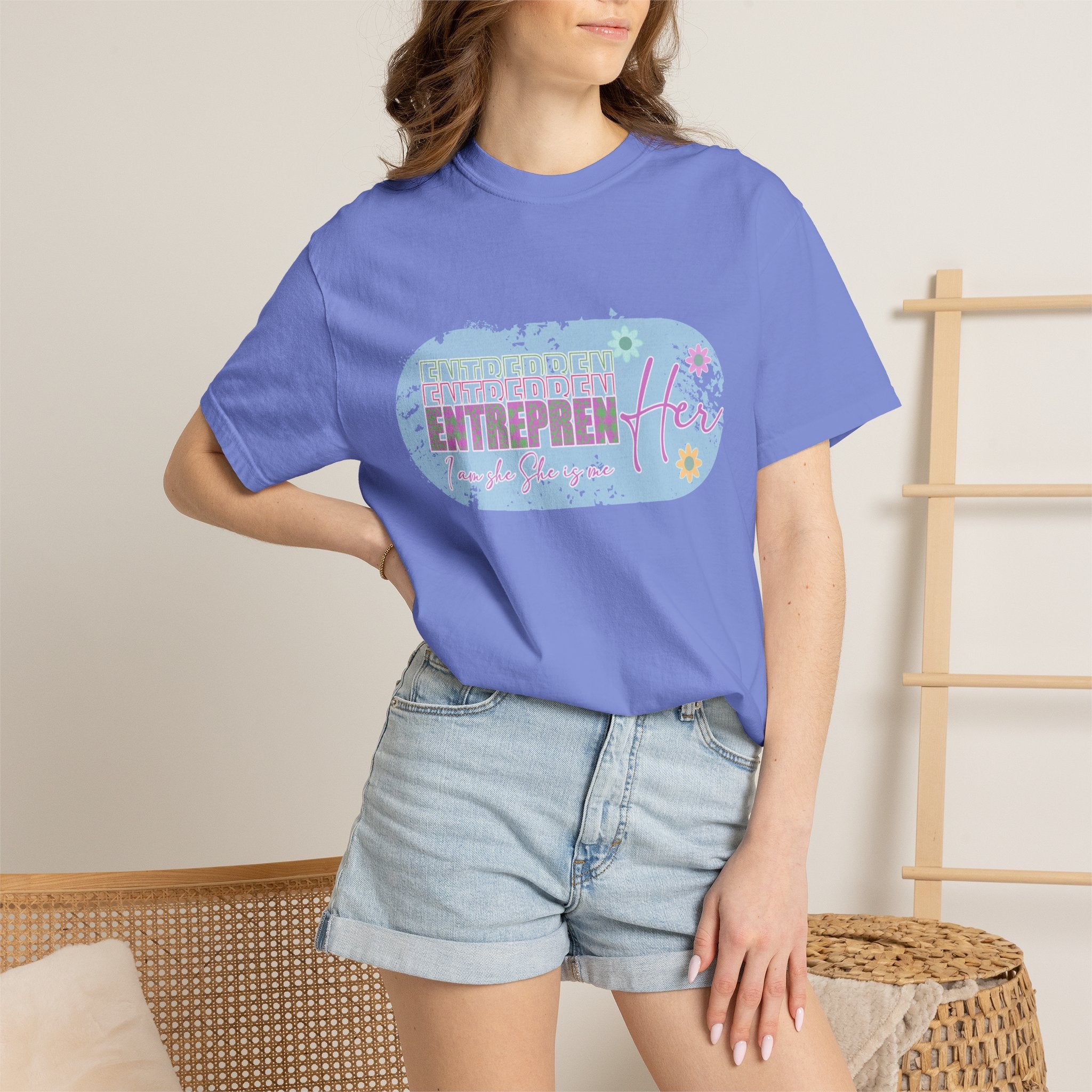 Entrepreneur Mom Floral Textured Tee — 'EntreprenHer' Graphic T-Shirt