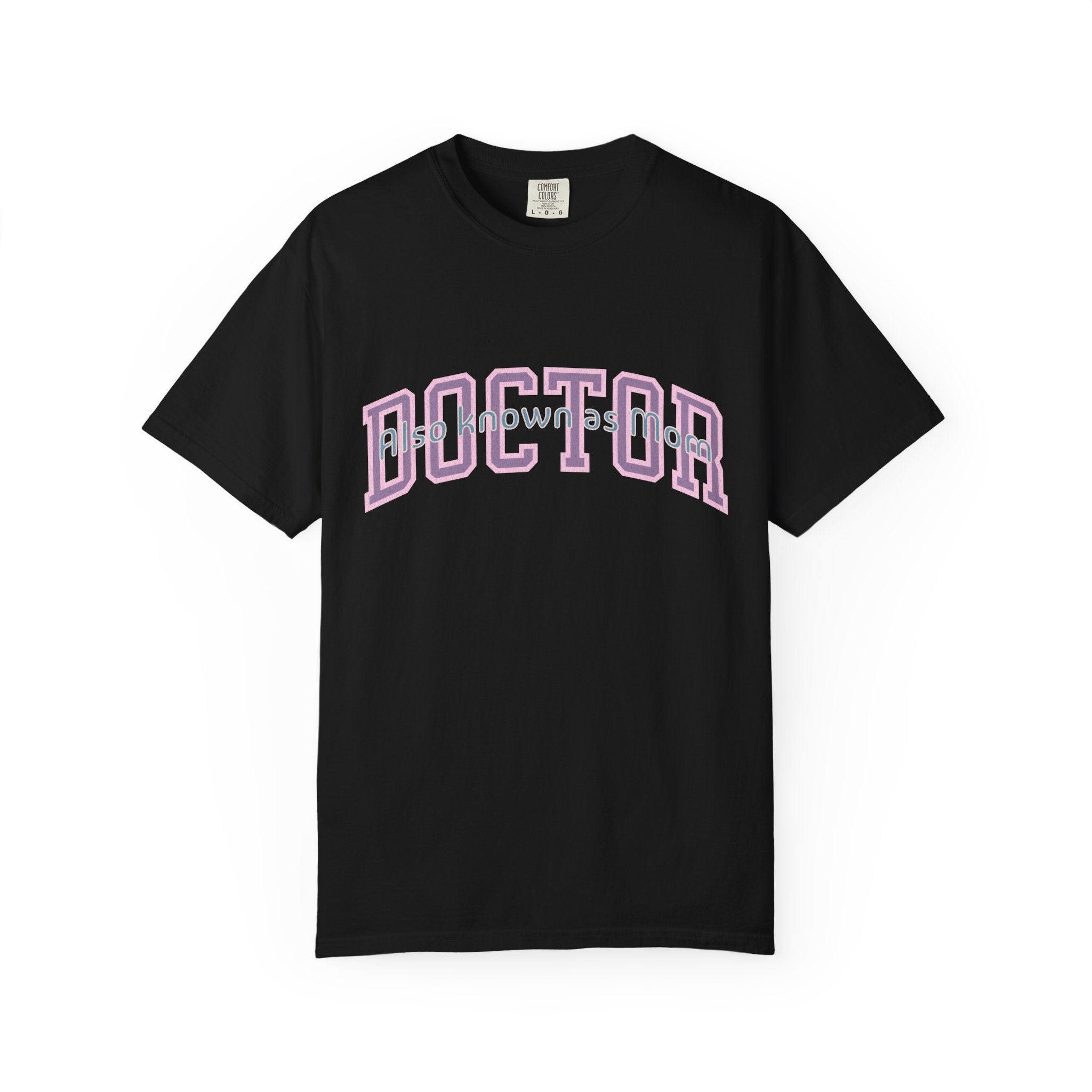 Doctor Also Known As Mom Textured T-Shirt — Retro Shadow Collegiate Medical Tee