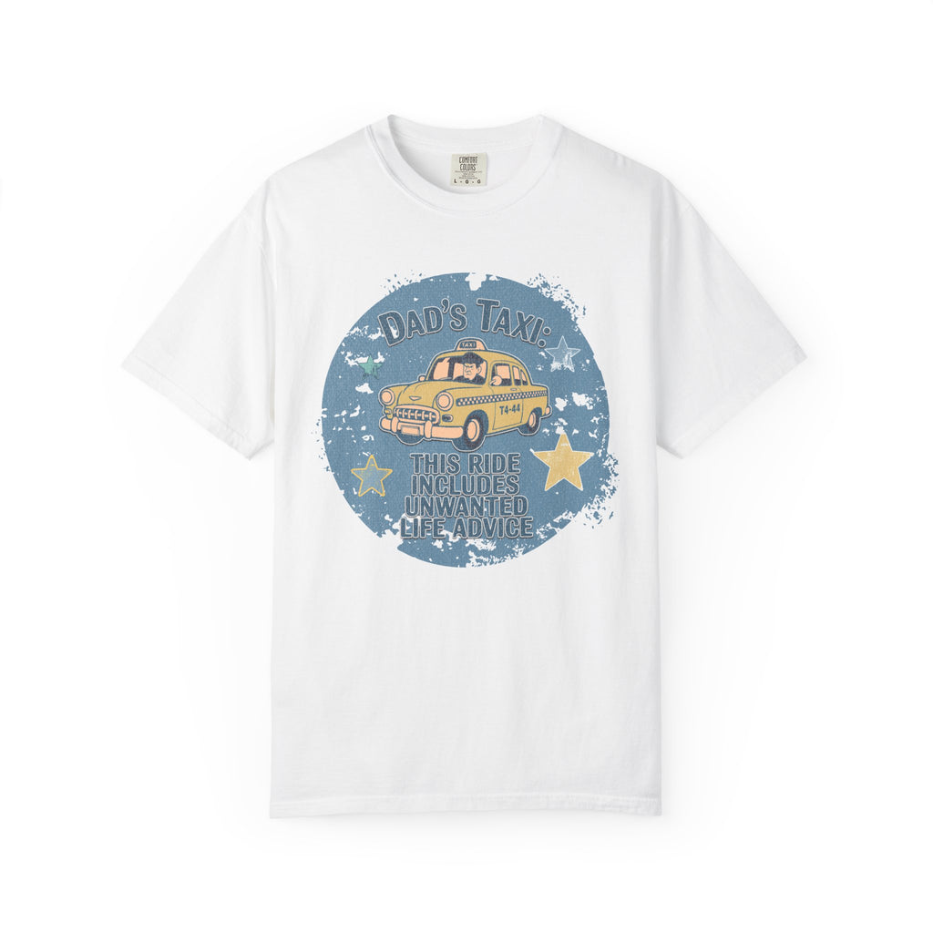 Textured Dad’s Taxi Graphic T-Shirt — “This Ride Includes Unwanted Detours” Vintage Family Humor Tee