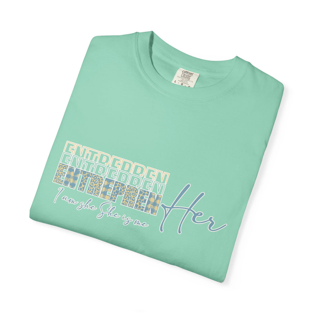 EntreprenHer Leopard Print Script Tee — "I run this, She runs you" Inspirational Graphic Tee