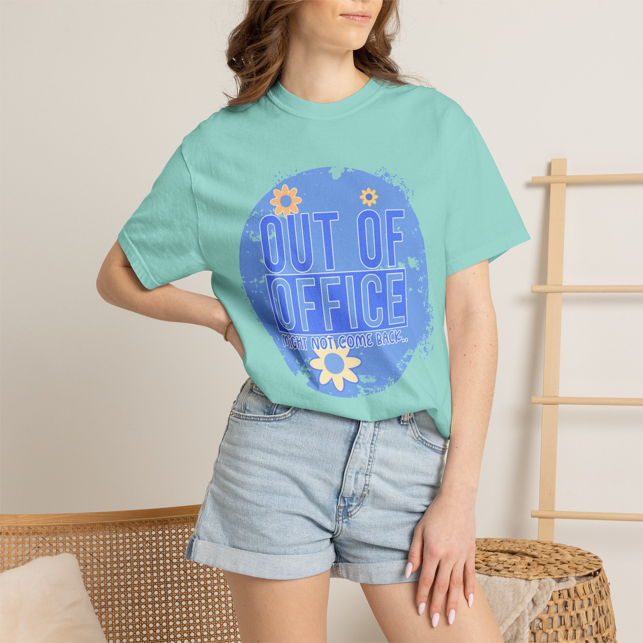 Out of Office Textured T-Shirt — Retro Floral Vacation Tee