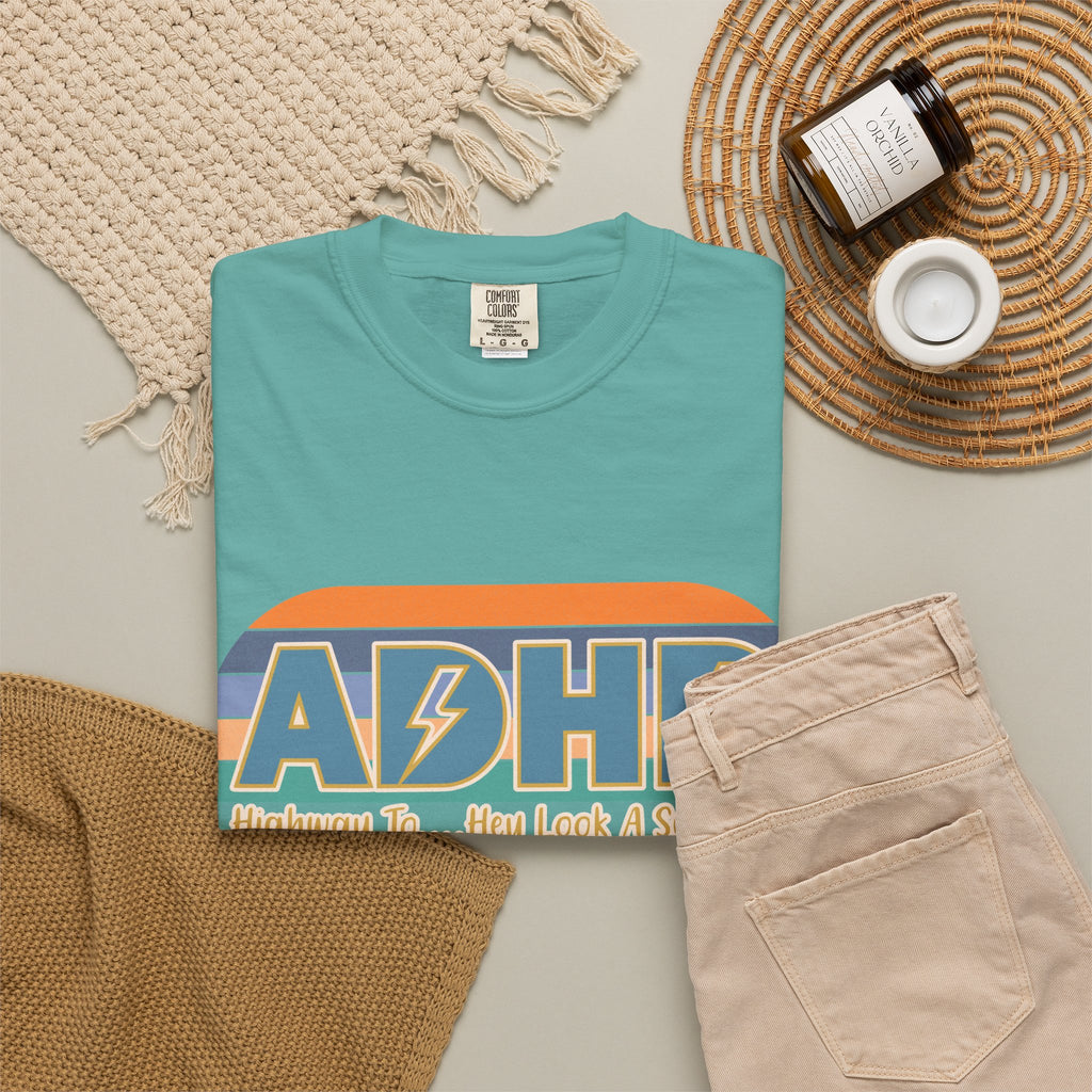 ADHD Retro Stripe T‑Shirt — "Highway To... My Look A Squirrel"