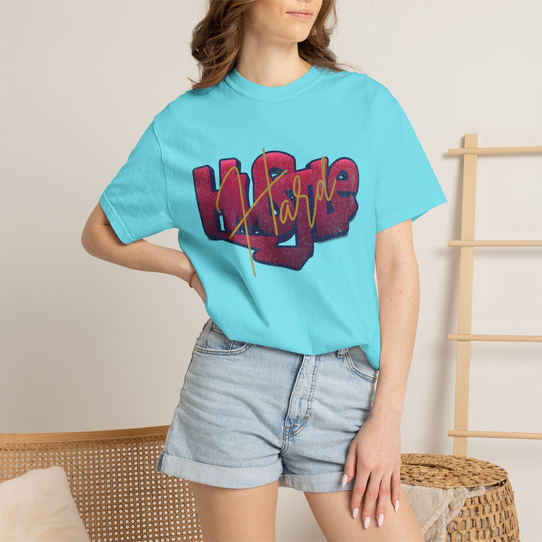 Textured Street Art 'Hustle Hard' Graphic Tee — Vintage Graffiti Unisex T-Shirt