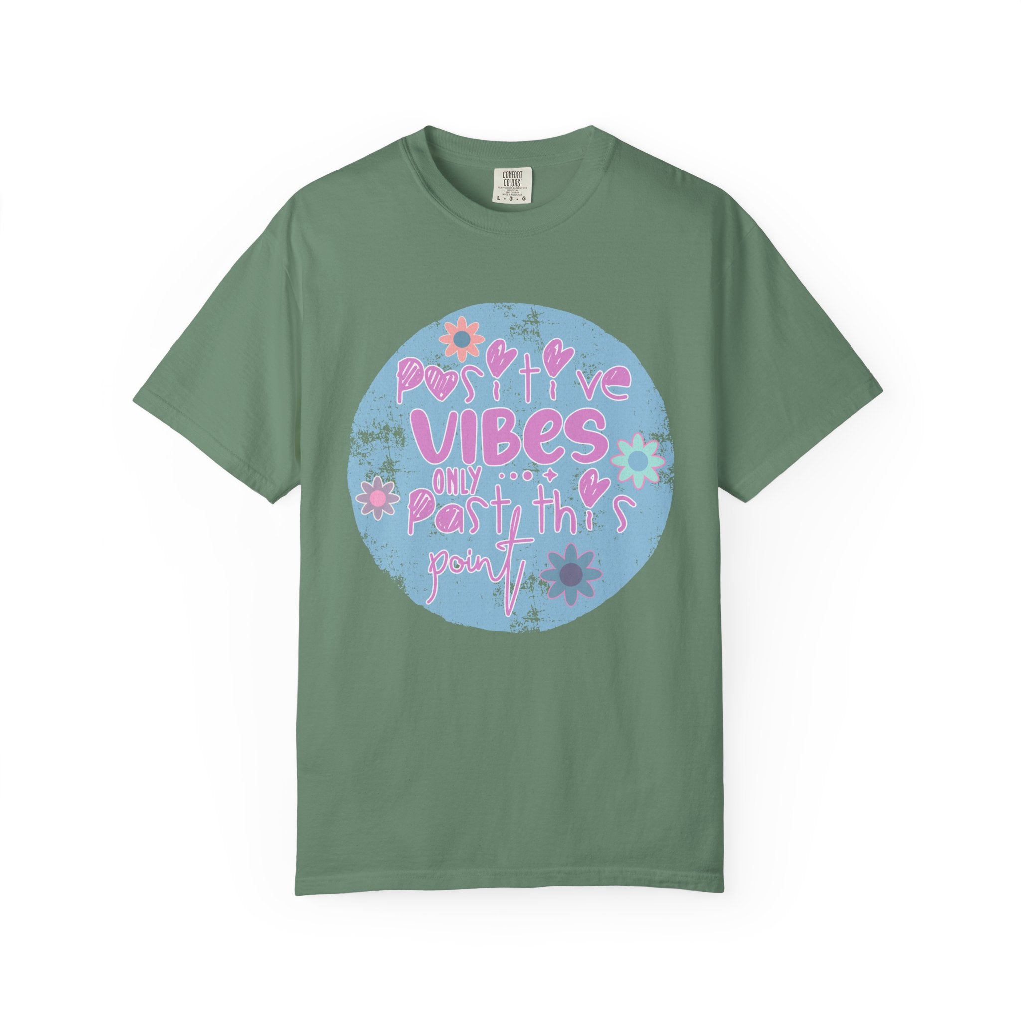 Textured Positive Vibes T-Shirt — Retro Floral ‘Positive Vibes Only’ Graphic Tee