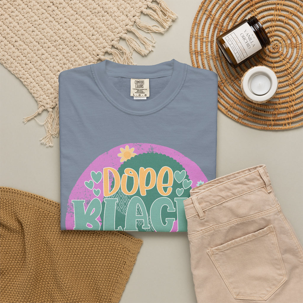 Dope Black Mom Textured T-Shirt — Retro Floral Pride Tee for Black Moms