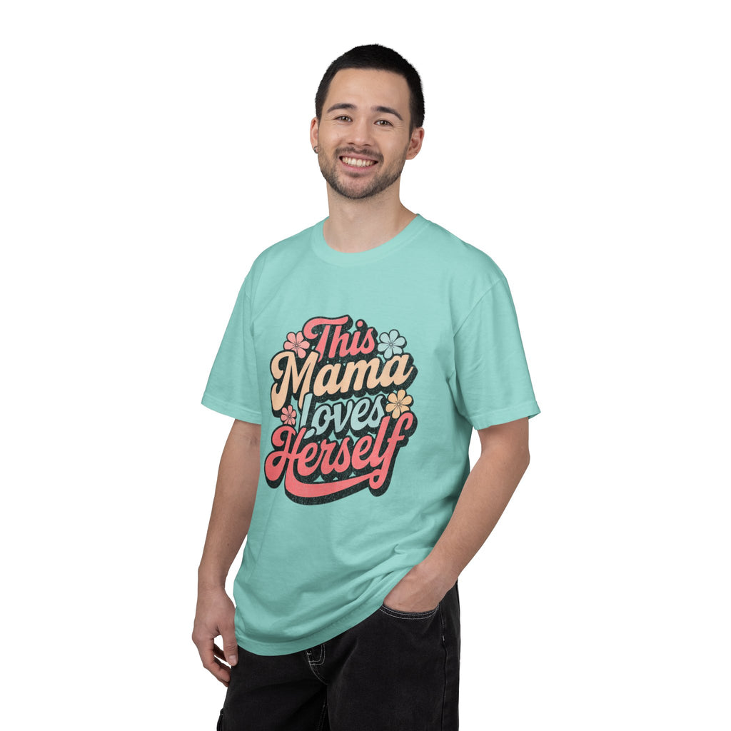 This Mama Loves Herself T-Shirt |Textured Retro Floral Typography