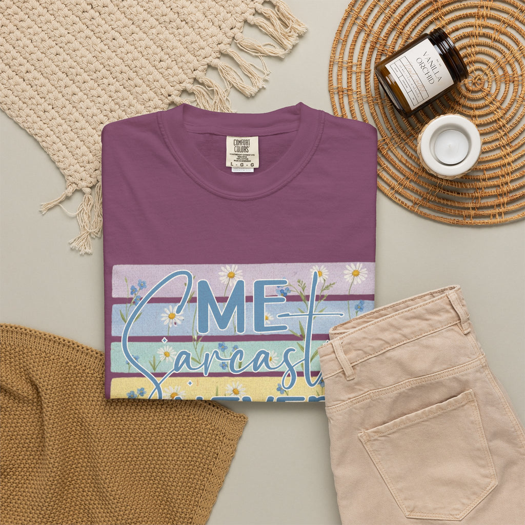 Textured Me Sarcastic Never T‑Shirt — Funny Retro Pastel Striped Tee for Sarcasm Lovers