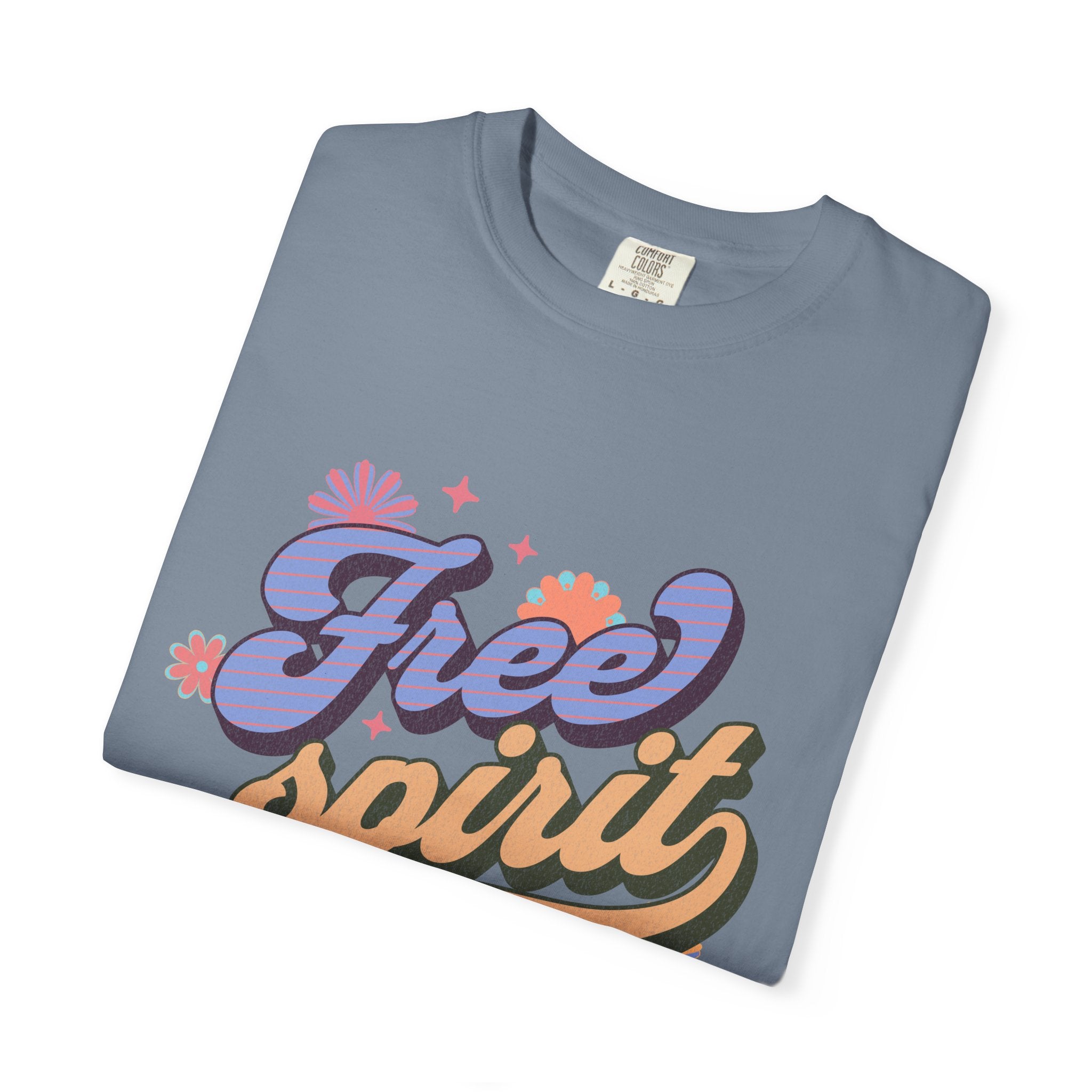 Textured Free Spirit T-Shirt — Retro Hand-Lettered Graphic Tee
