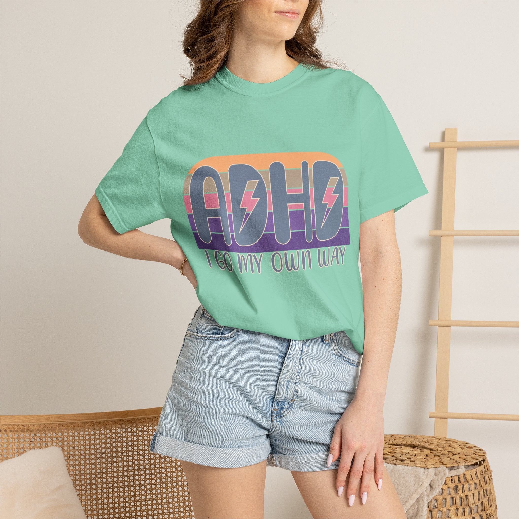 ADHD I Go My Own Way Tee — Retro Lightning Graphic T-Shirt