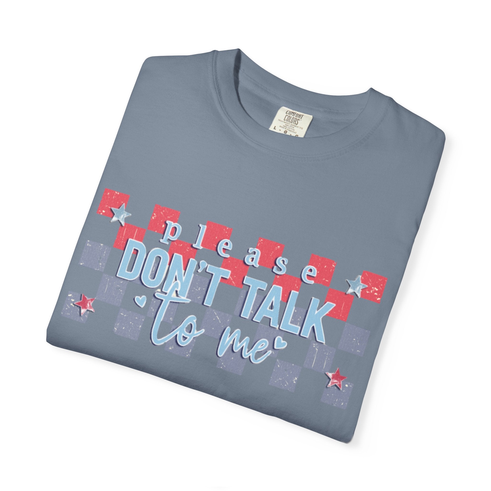 Textured Don’t Talk to Me Checkerboard T-Shirt — Retro USA Graphic Tee