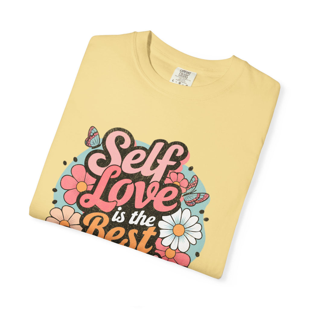 Self Love is the Best Medicine T-Shirt |Textured Floral Script Mental Health Design