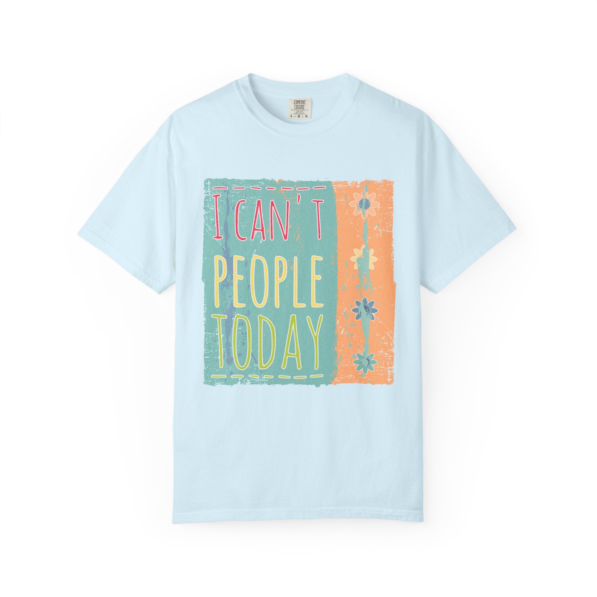 Textured I Can't People Today T-Shirt — Funny Introvert Graphic Tee