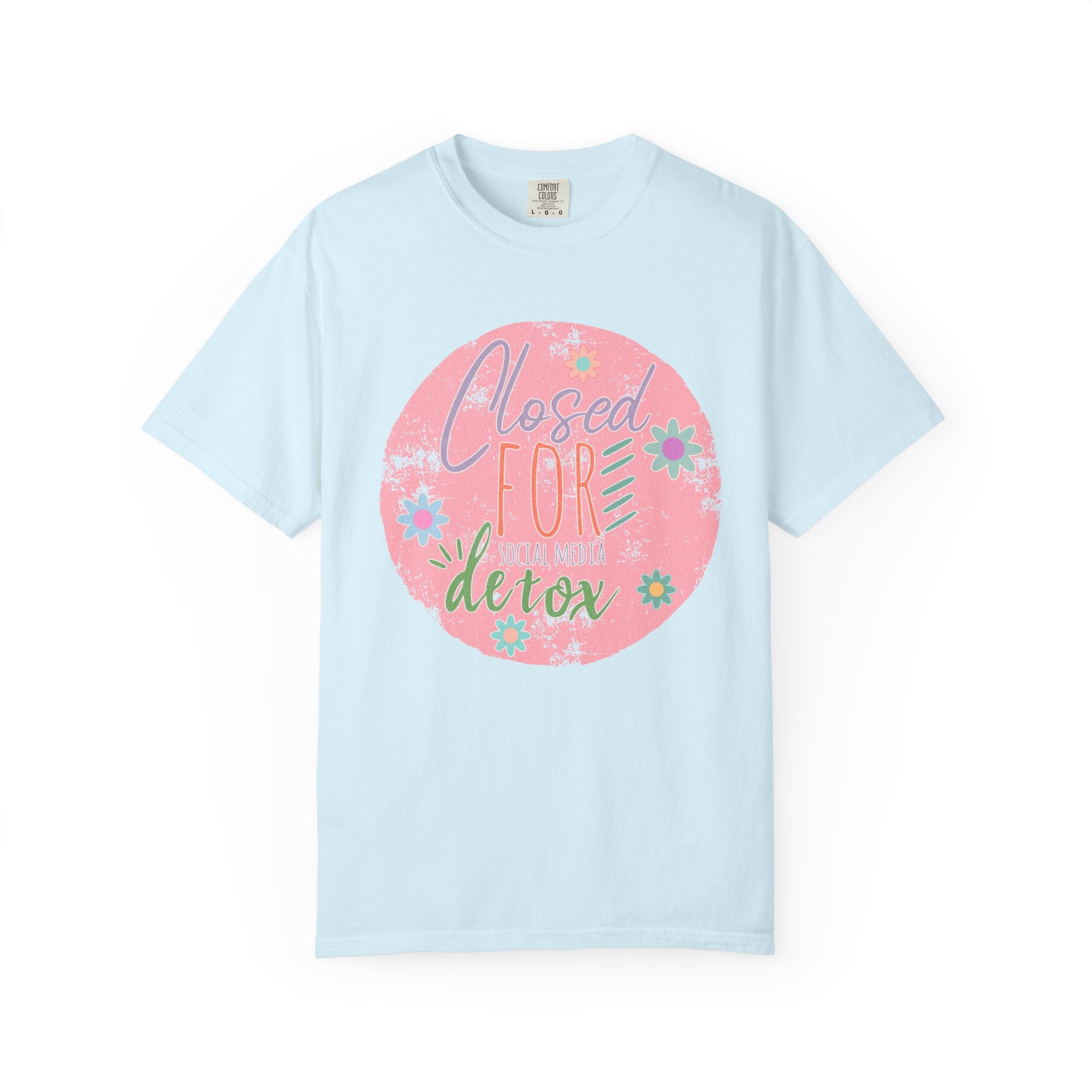 Closed For Detox Textured T‑Shirt — Cute Floral Wellness Tee