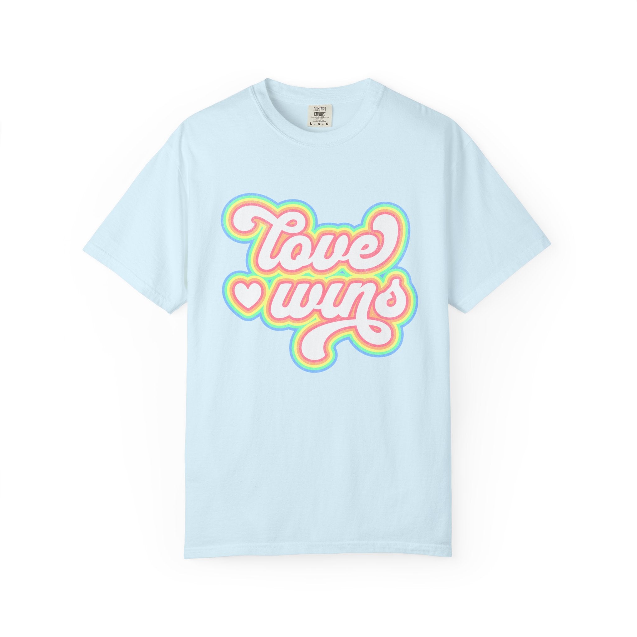 Textured Retro 'Love Wins' T-Shirt — Rainbow Script Pride Tee