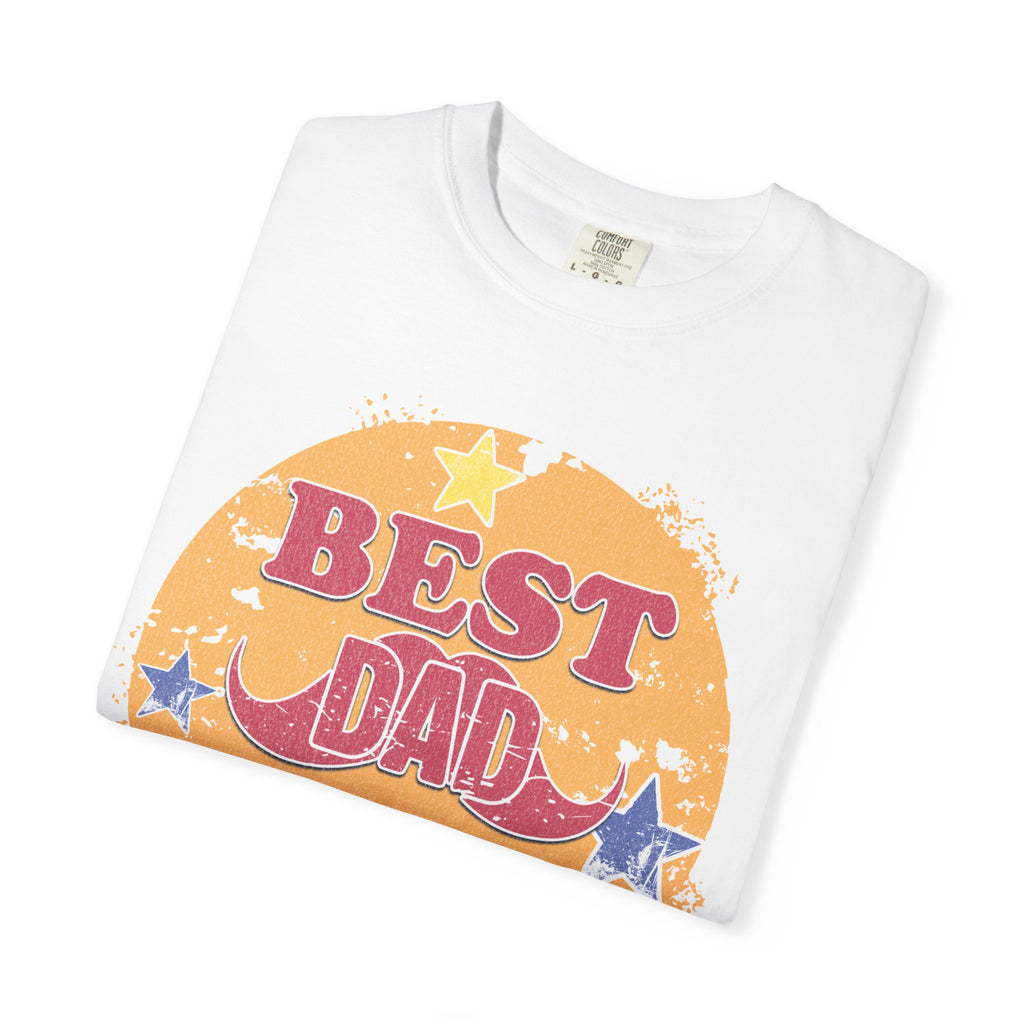 Best Dad Ever Textured T-Shirt — Retro Stars Father's Day Tee