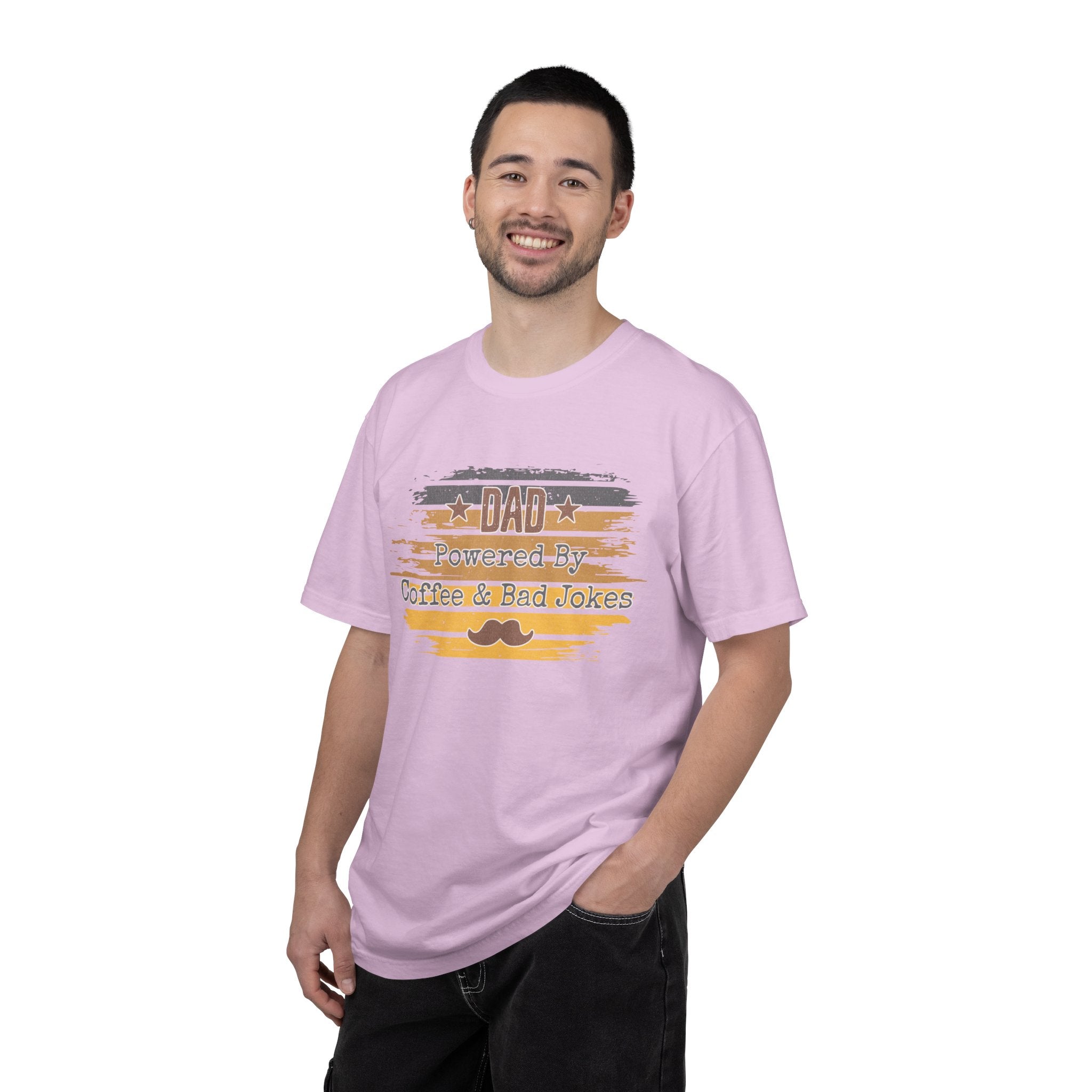 Dad Powered by Coffee & Bad Jokes Textured  T-Shirt