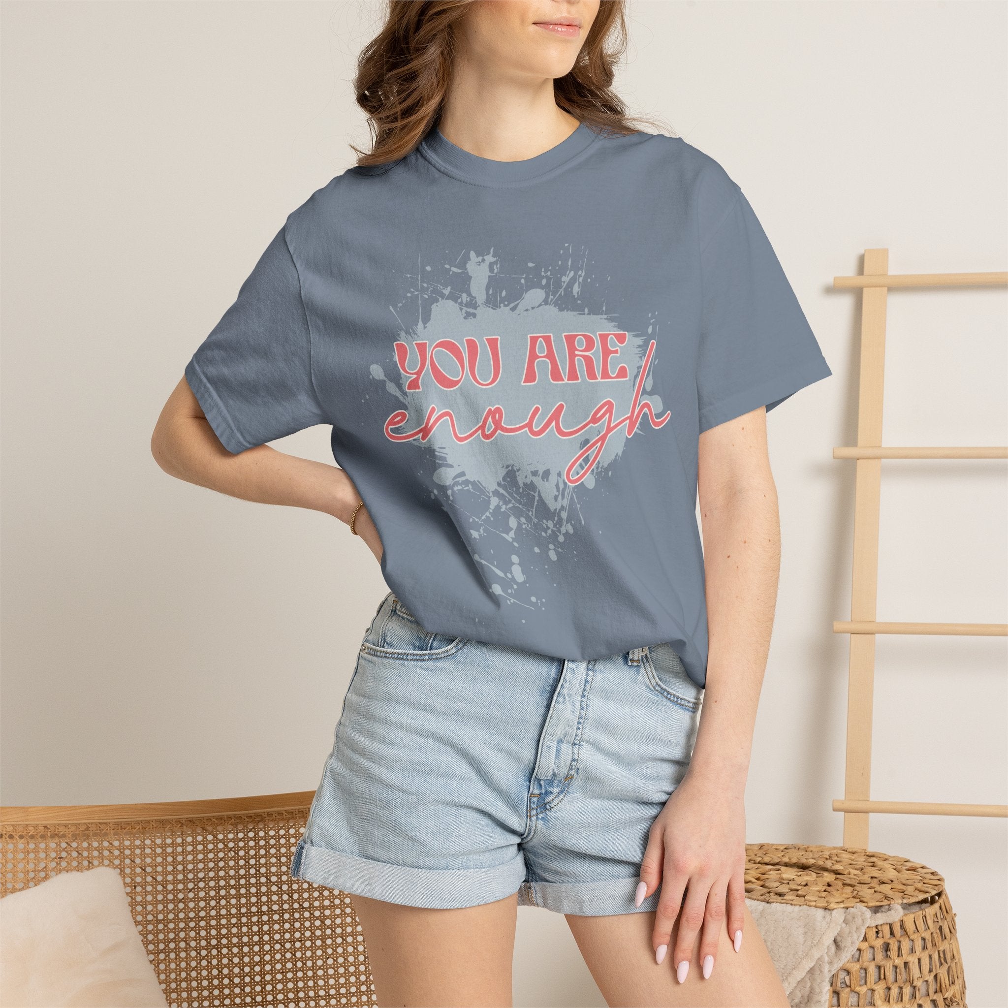 You Are Enough Textured Tee — Inspirational Positive Message Graphic T-Shirt