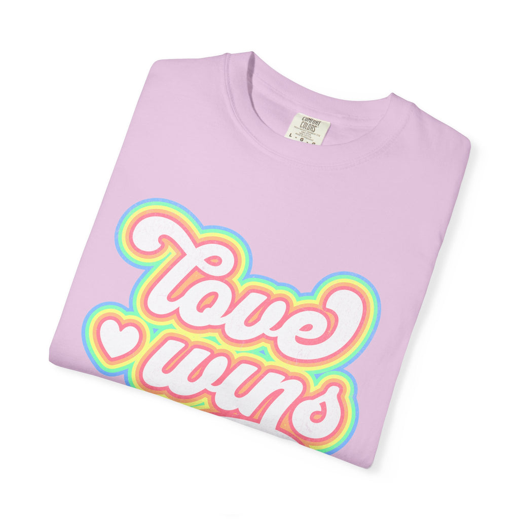 Textured Retro 'Love Wins' T-Shirt — Rainbow Script Pride Tee