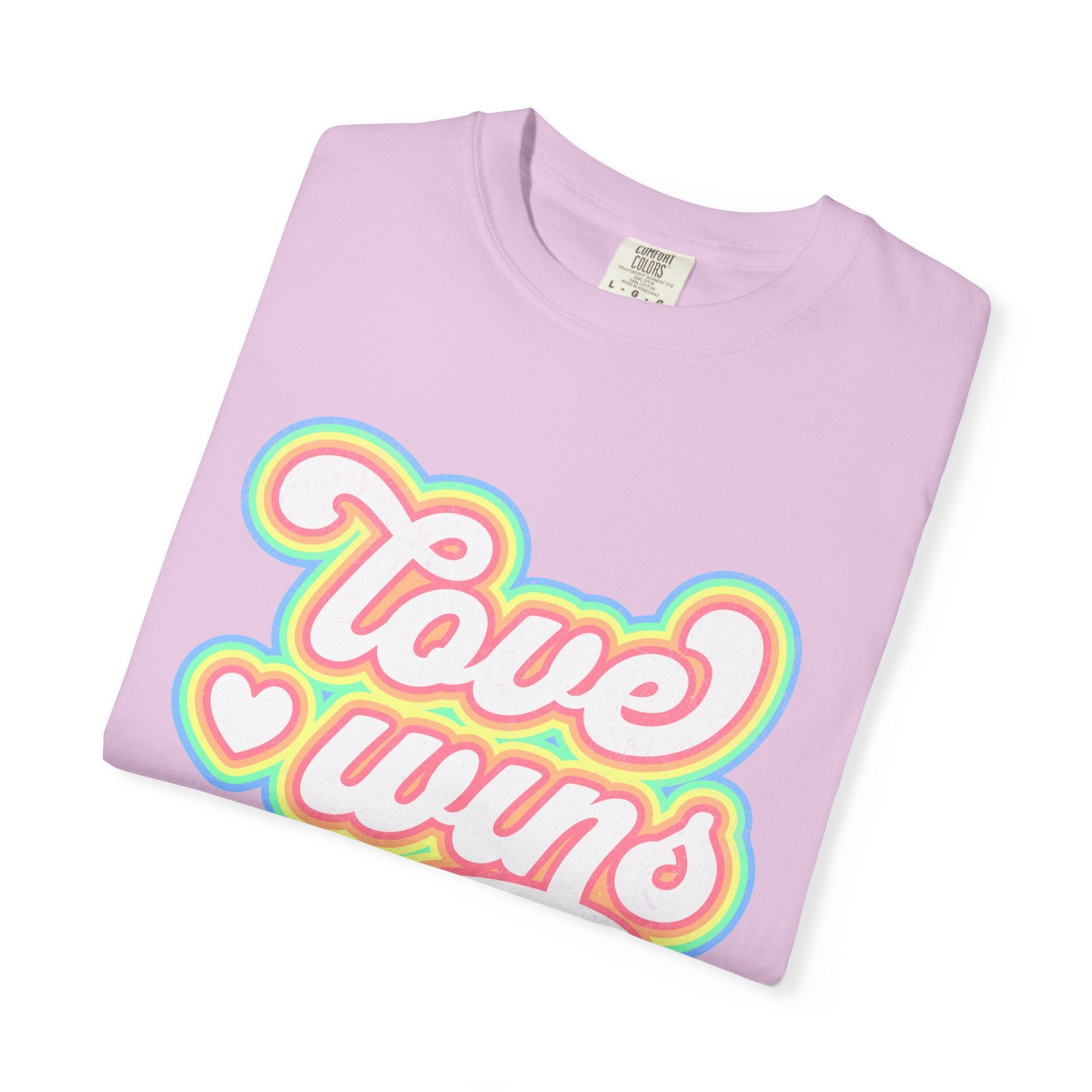 Textured Retro 'Love Wins' T-Shirt — Rainbow Script Pride Tee