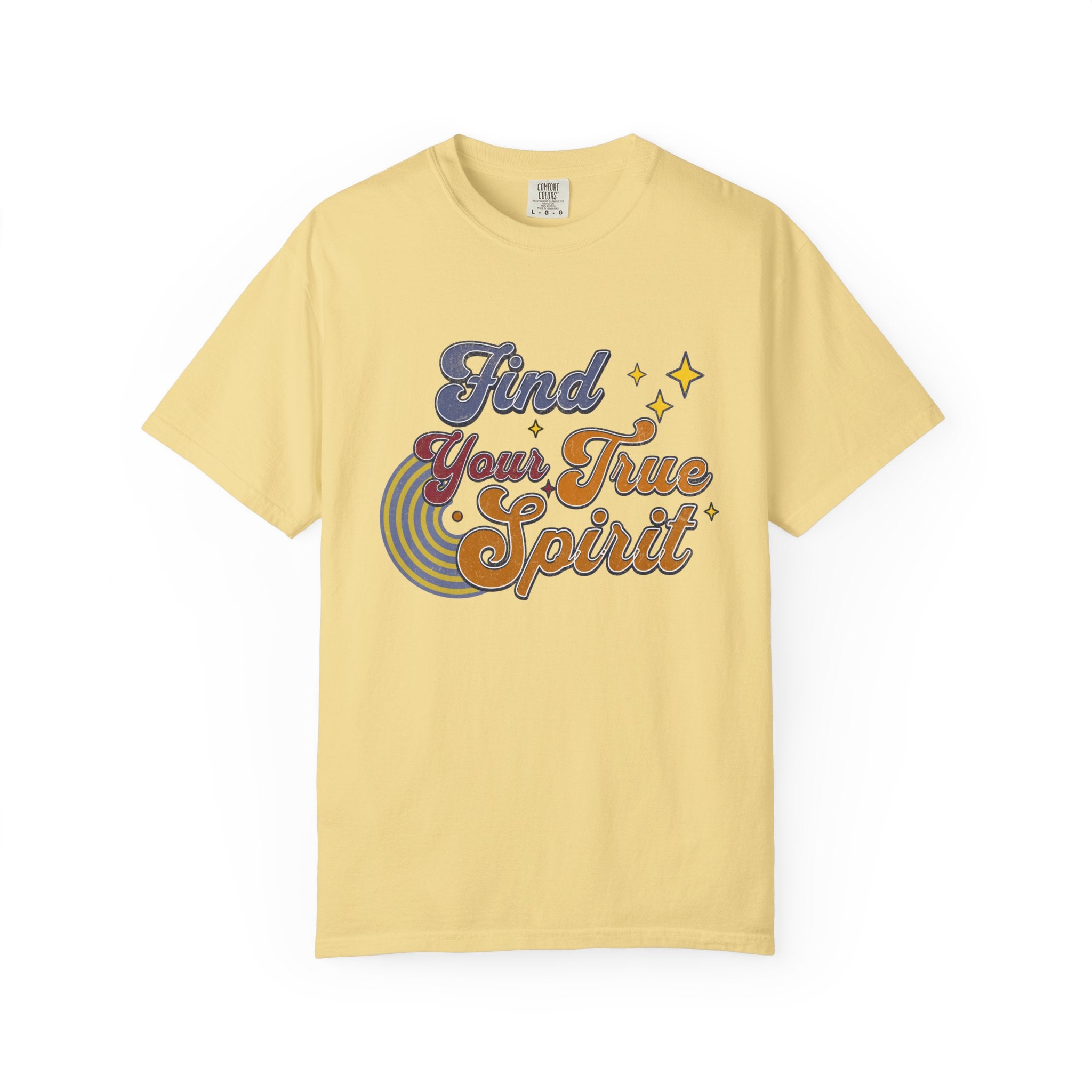 Textured Find Your True Spirit T-Shirt — Retro Rainbow Typography Tee