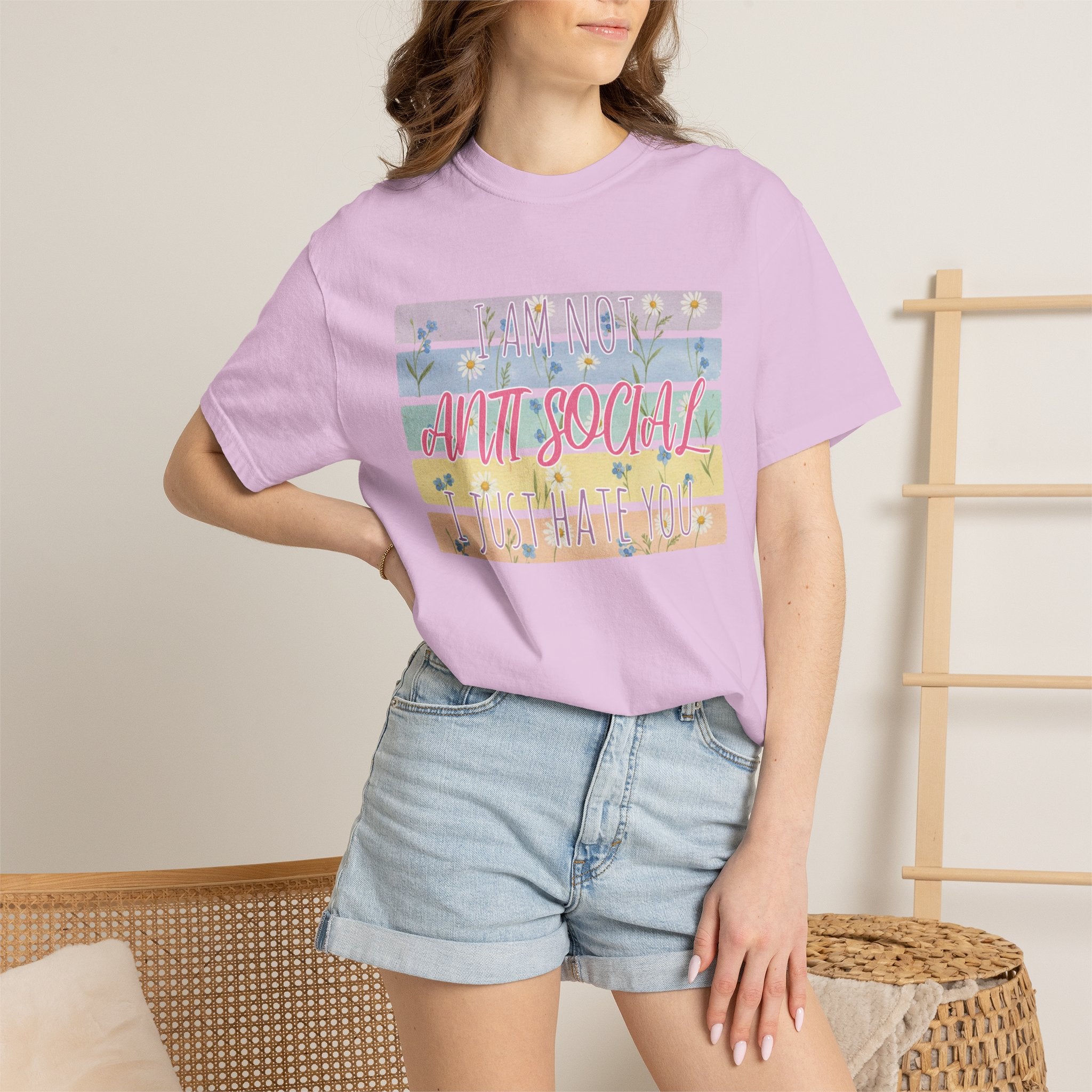 Anti Social Floral Striped Textured T-Shirt