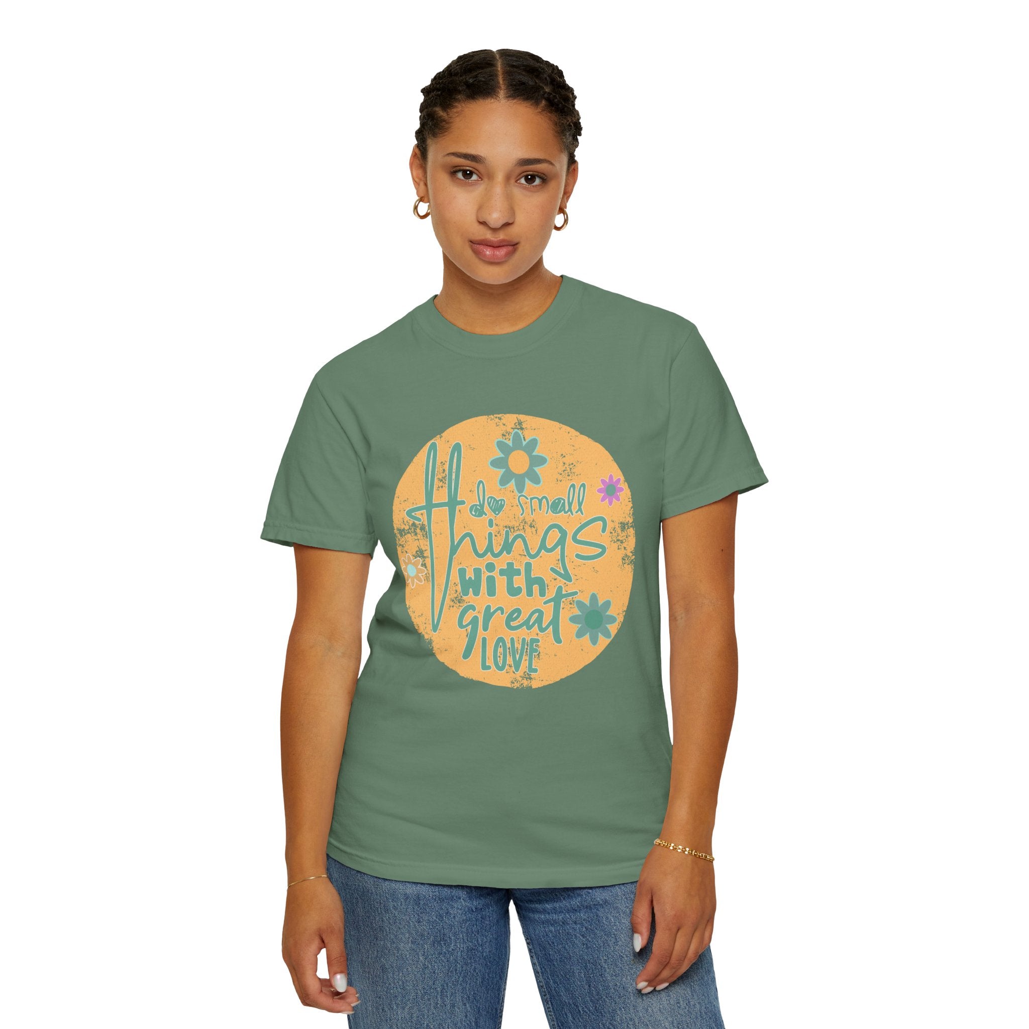 Textured T-Shirt — "Do Small Things With Great Love" Floral Graphic Tee
