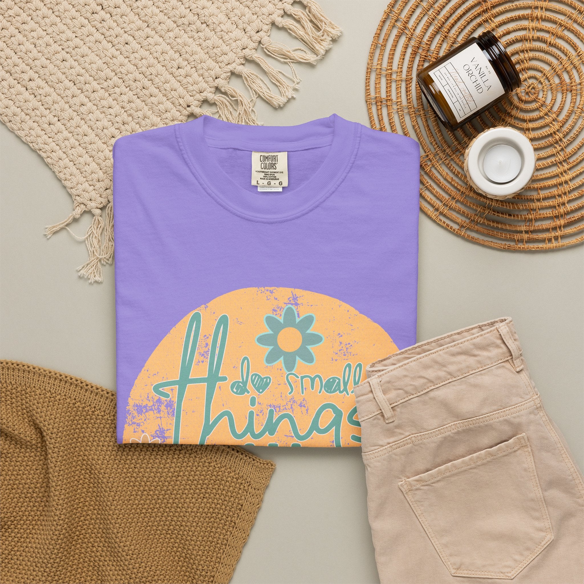 Textured T-Shirt — "Do Small Things With Great Love" Floral Graphic Tee