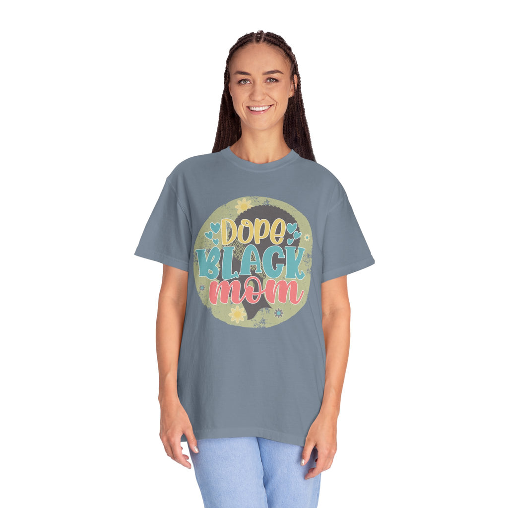 Dope Black Mom Textured T-Shirt — Floral Retro Graphic Tee for Moms