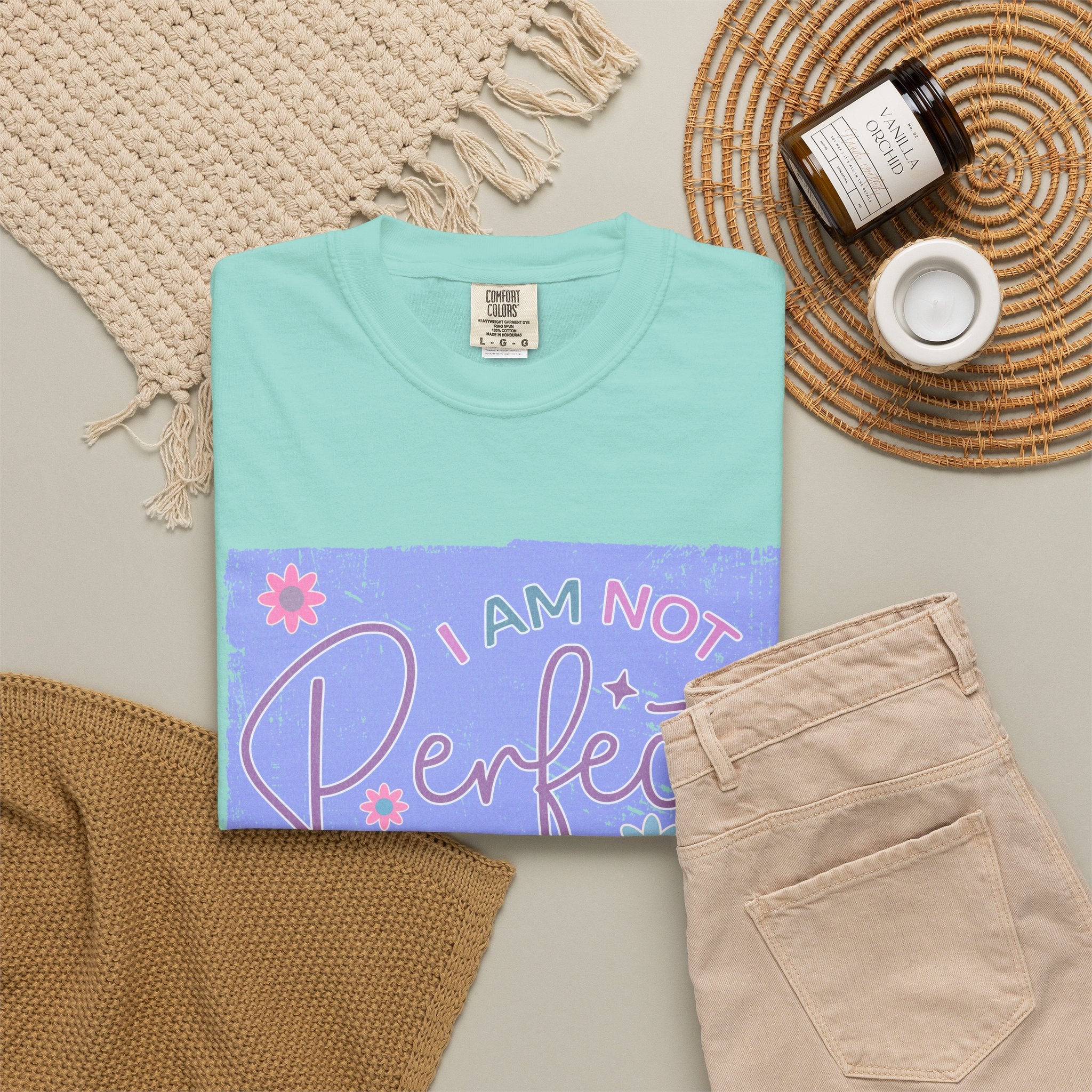 I Am Not Perfect Floral Textured T-Shirt