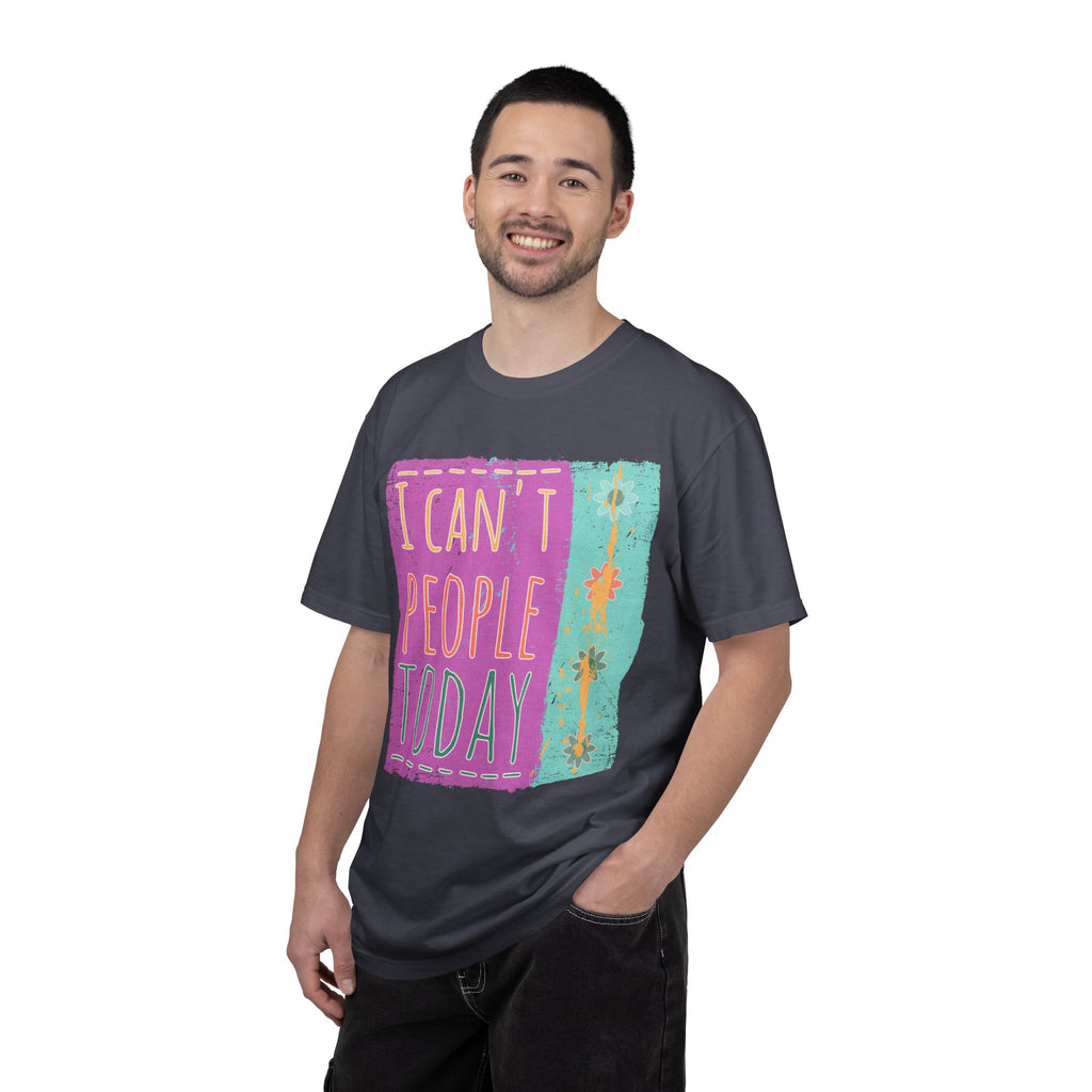Textured I Can't People Today T-Shirt — Funny Introvert Graphic Tee
