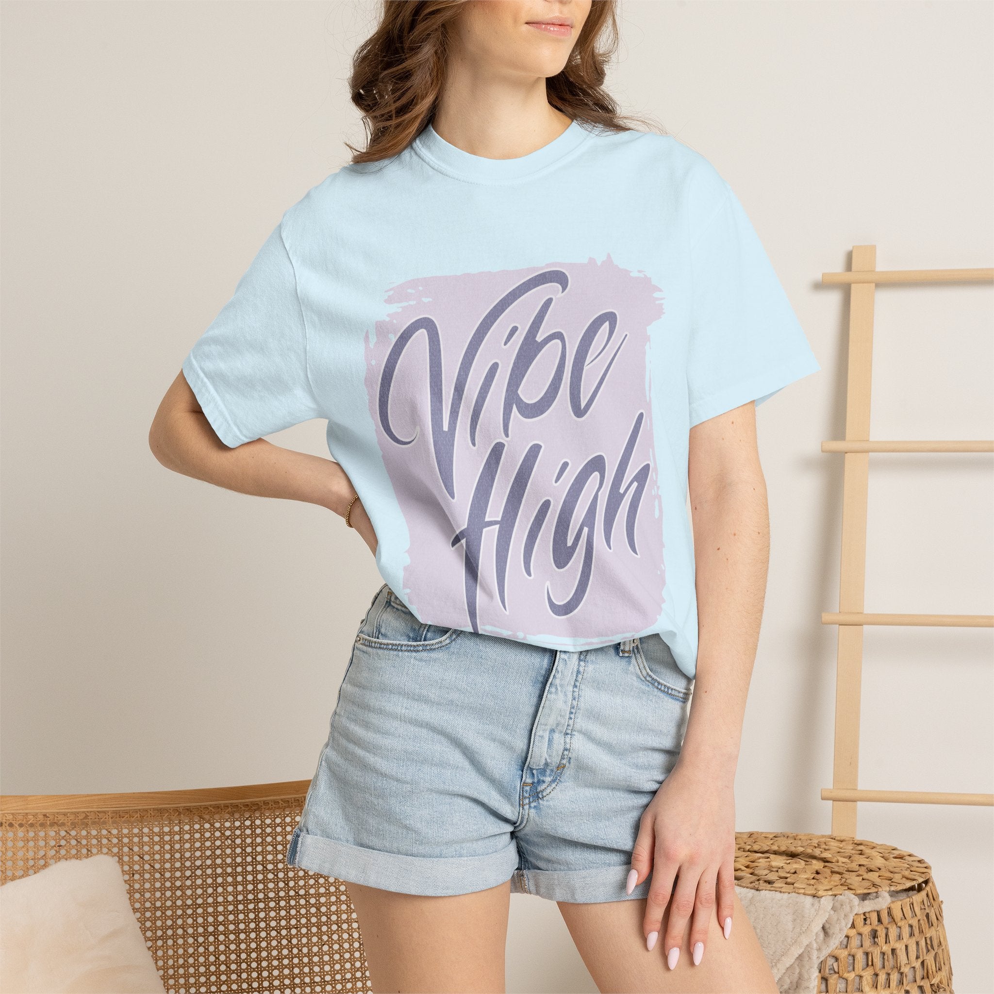 Vibe High Textured T-Shirt — Retro Brush Script Graphic Tee