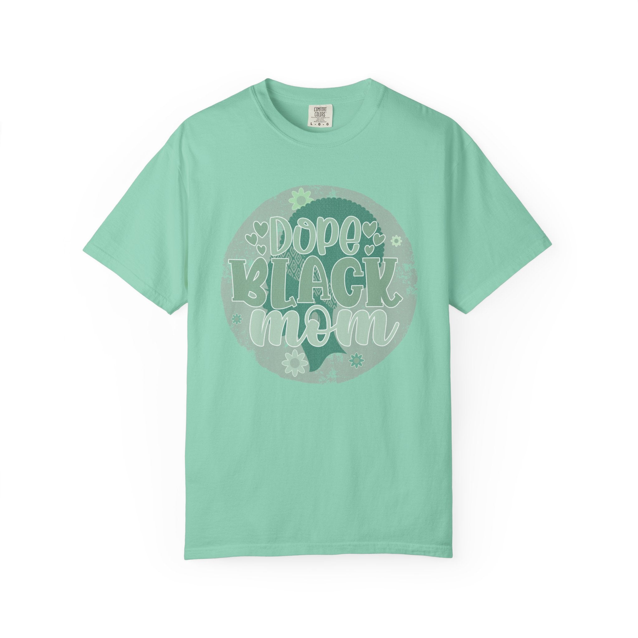 Dope Black Mom Textured T-Shirt — Retro Floral 'Dope Black Mom' Graphic Tee