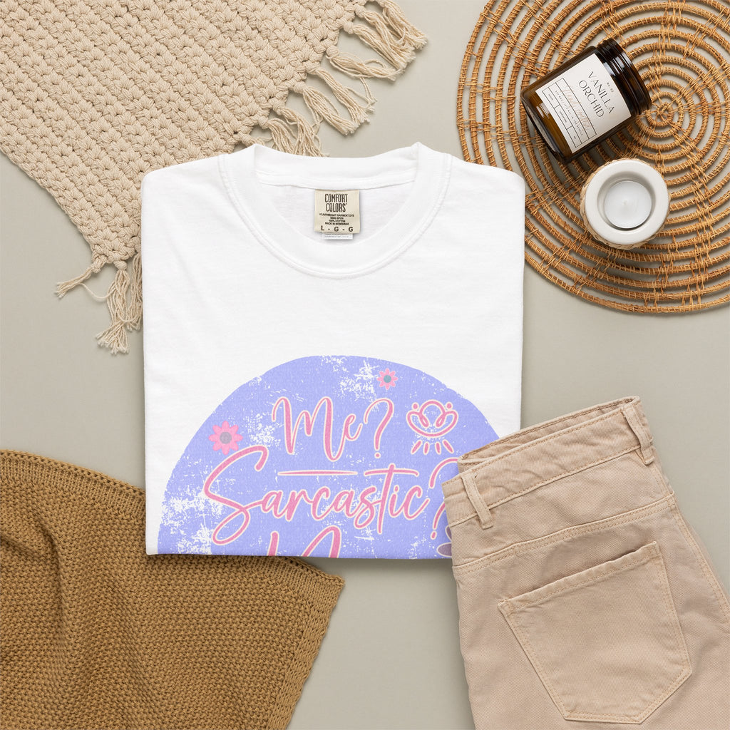 Me Sarcastic Textured Floral T‑Shirt — Retro Pastel Circle Graphic Tee